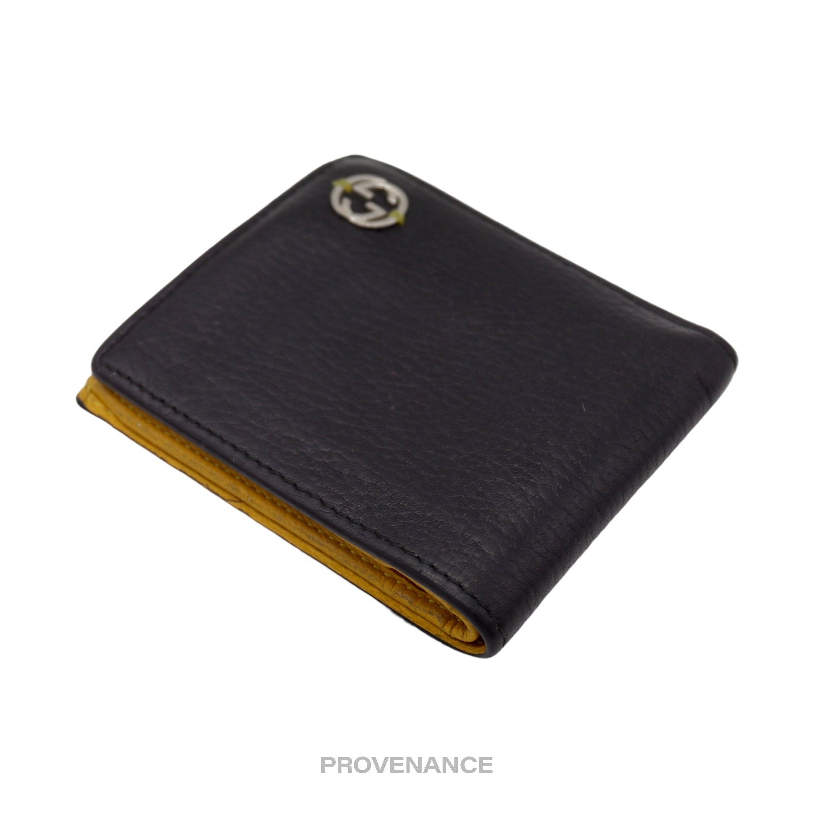 Gucci GG Logo Bifold Wallet - Black/Yellow Leather - 7