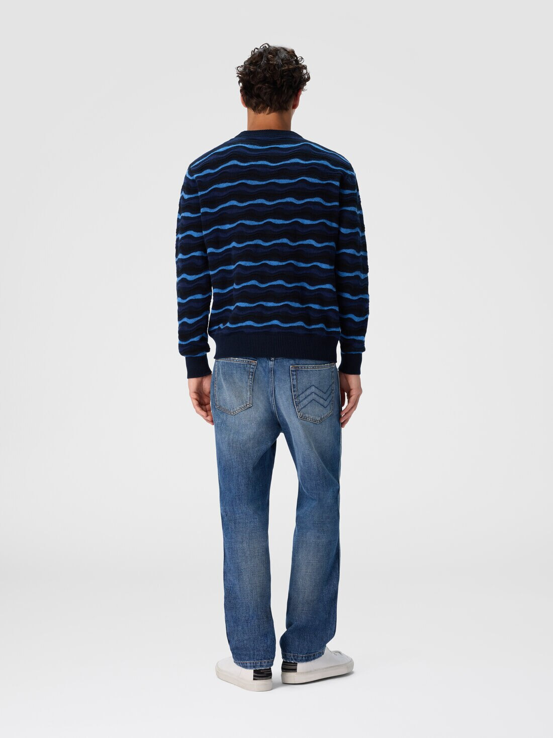 Short Sleeve Polo with Geometric Zigzag Pattern - 3