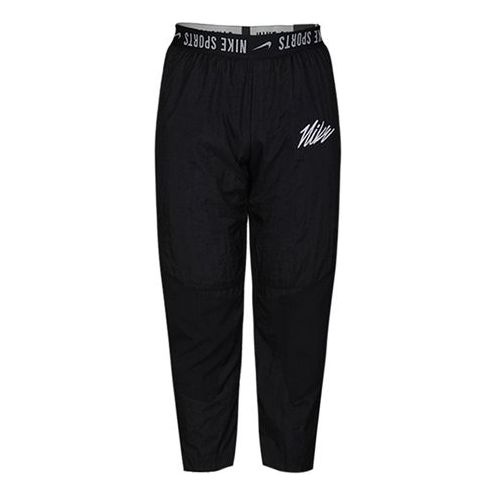 Nike Alphabet Logo Waist Printing Woven Training Cropped Pants Black CJ4630-010 - 1