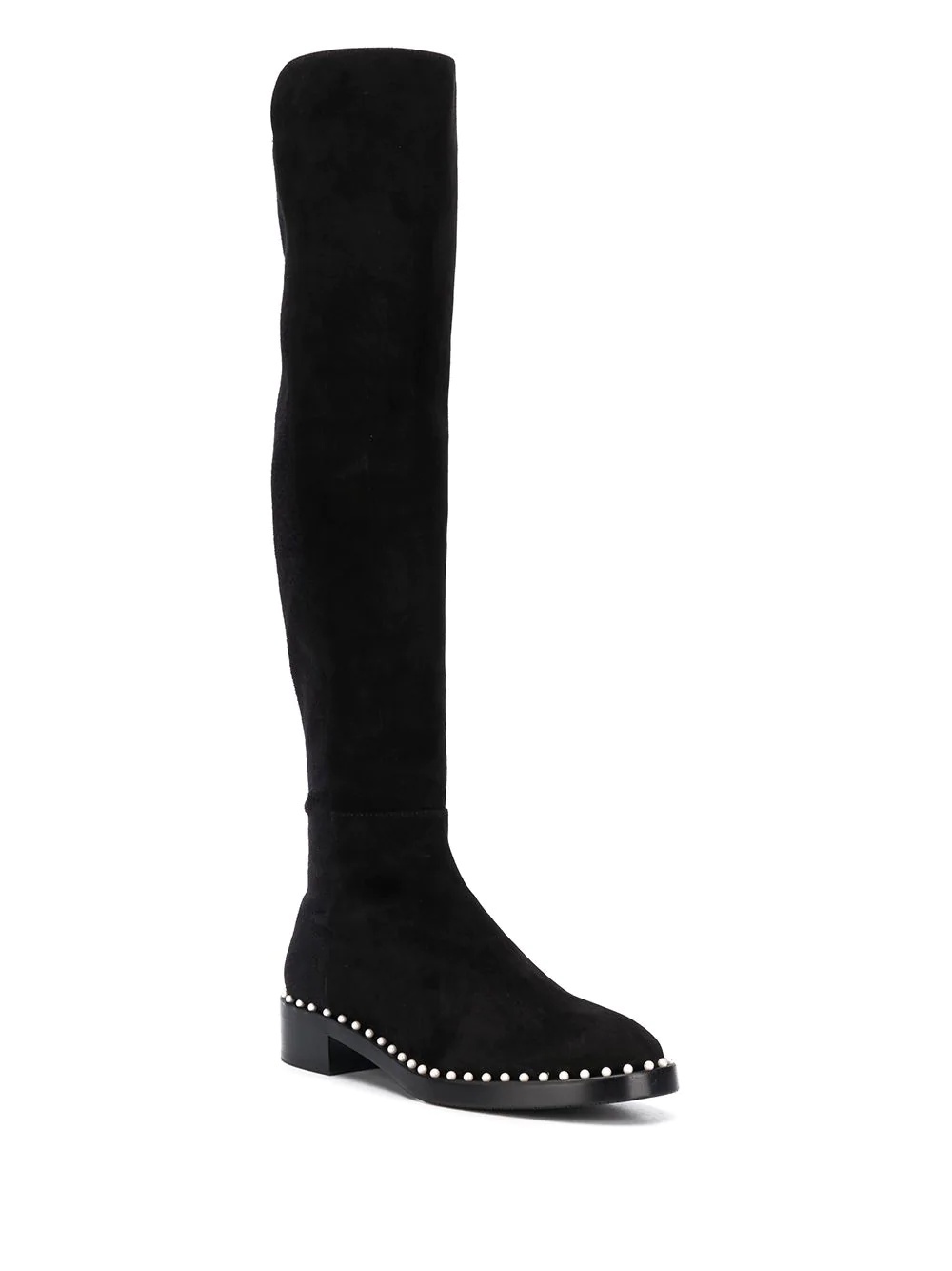 stud trim knee length boots - 2