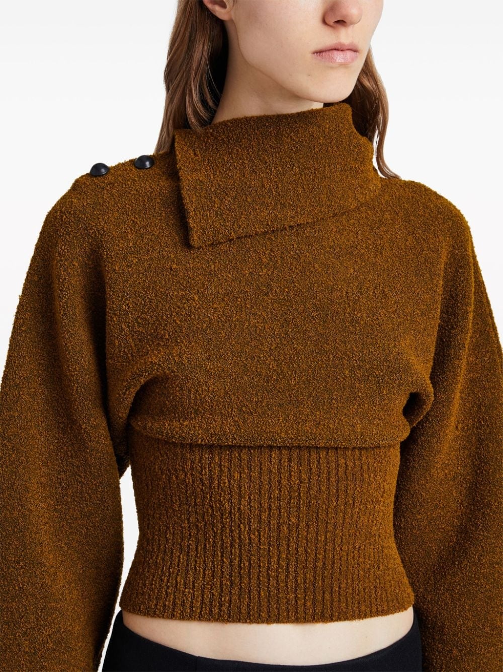 asymmetric-neck bouclÃ© jumper - 6