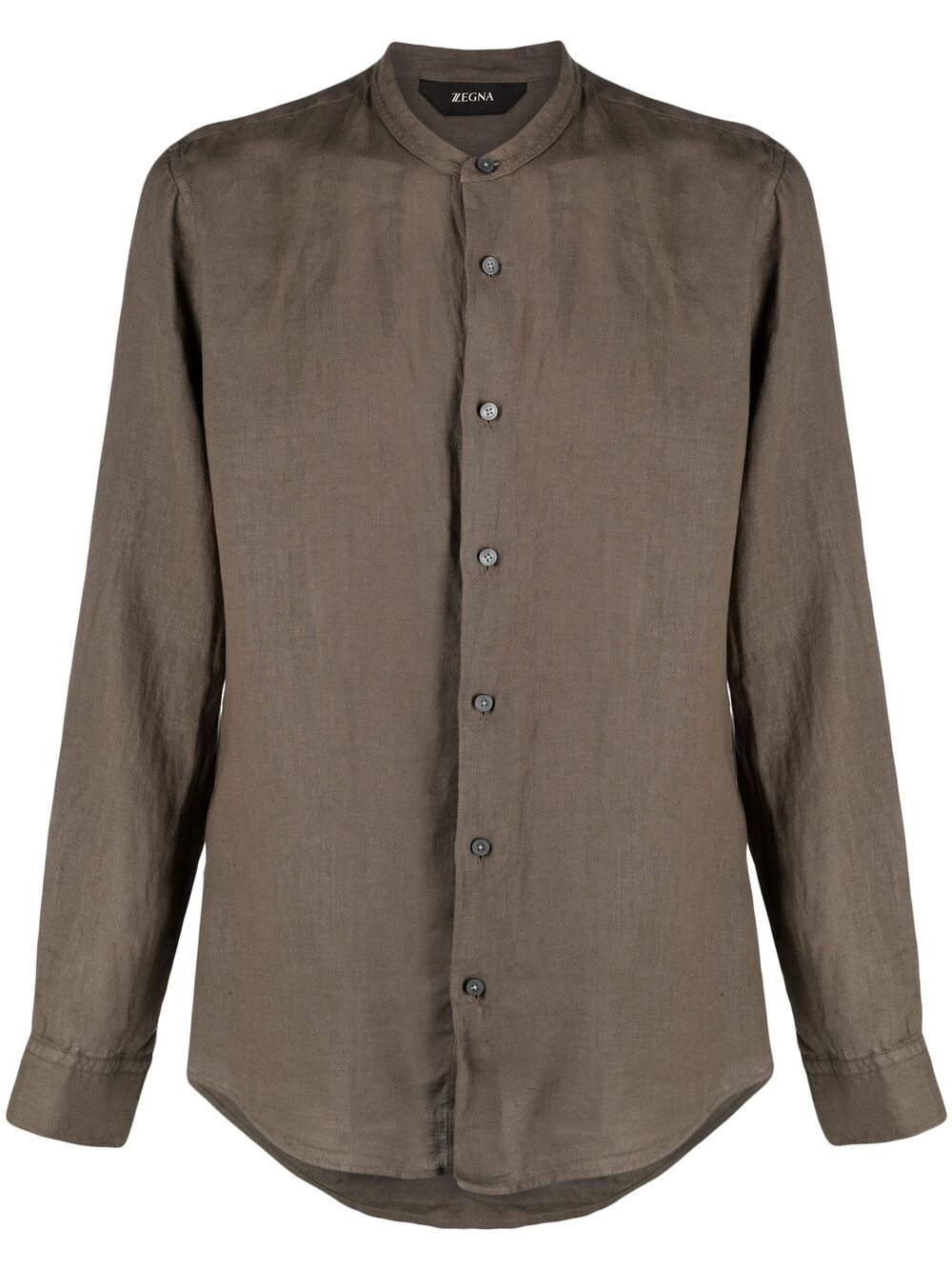 Mandarin collar linen shirt - 1