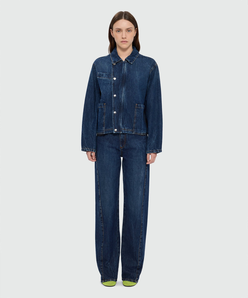 MSGM Raw-wash five-pocket denim trousers with leg seam detail outlook