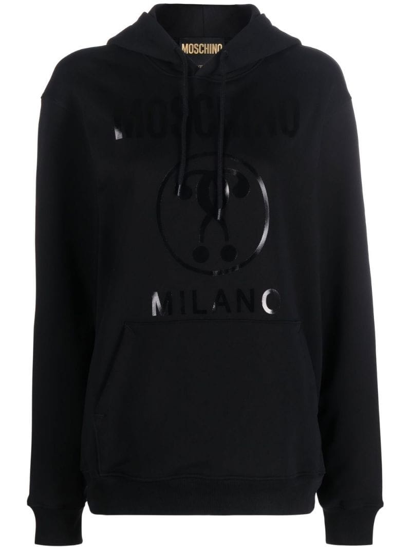 logo-print cotton hoodie - 1