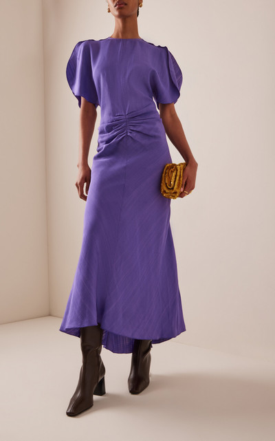 Victoria Beckham Gathered Midi Dress purple outlook