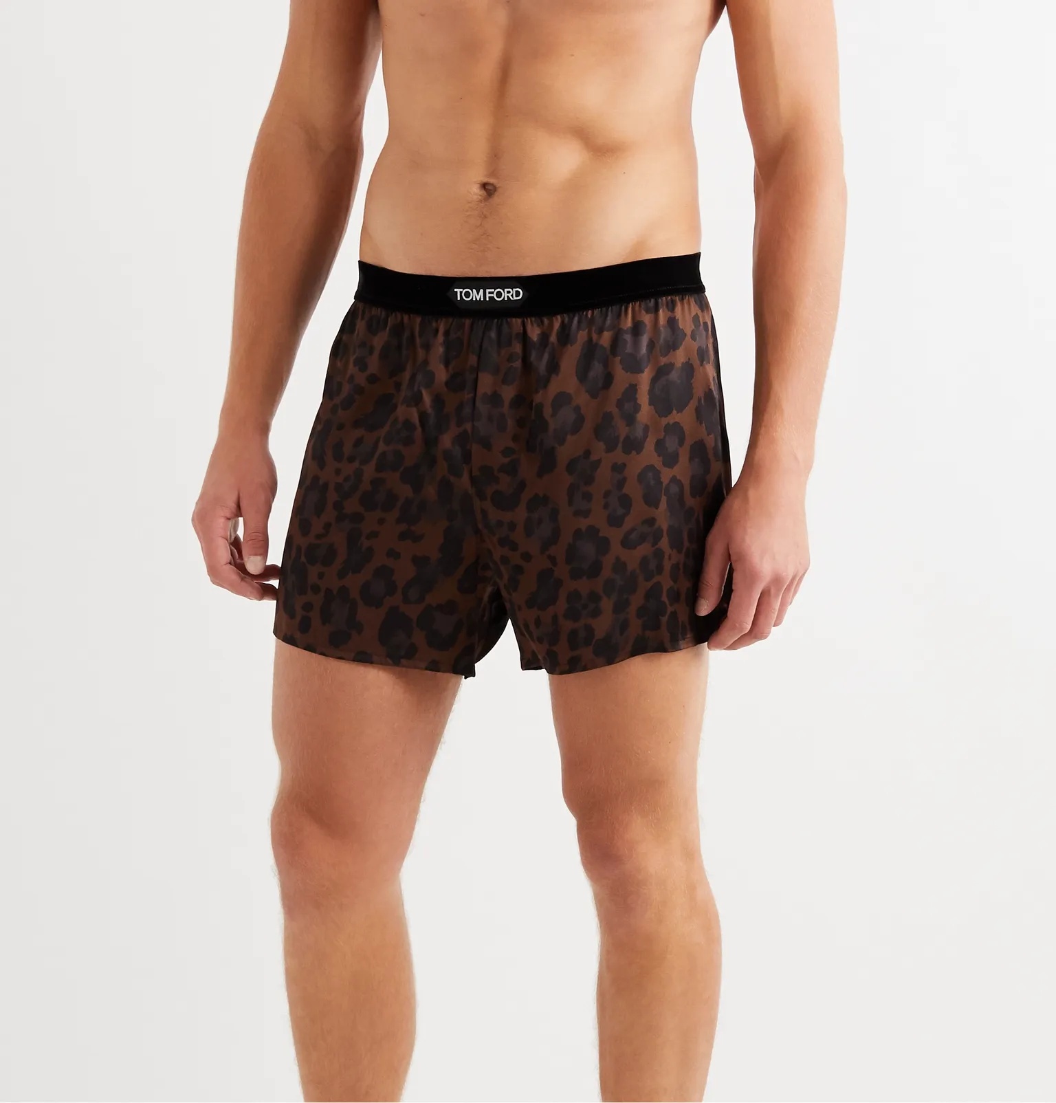 Velvet-Trimmed Leopard-Print Stretch-Silk Satin Boxer Shorts - 2