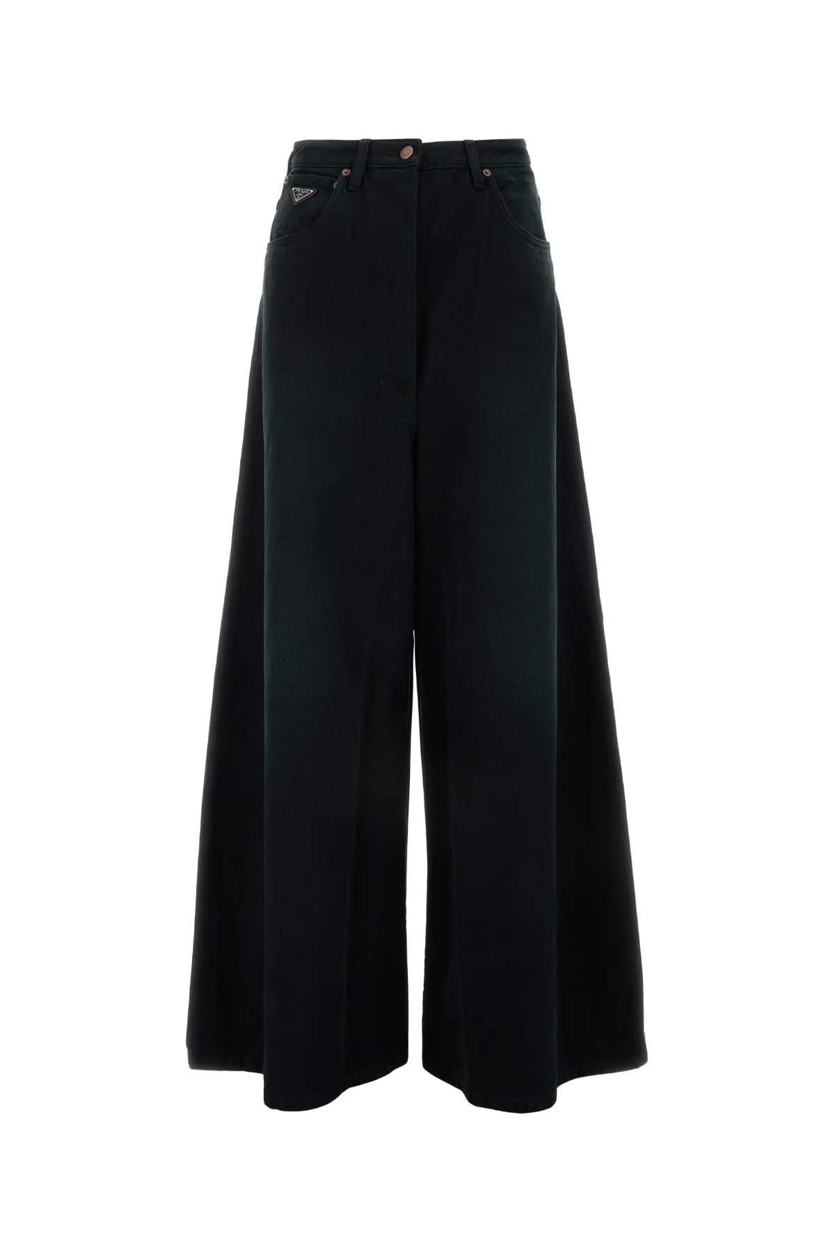 Prada Women Black Denim Wide-Leg Jeans - 1