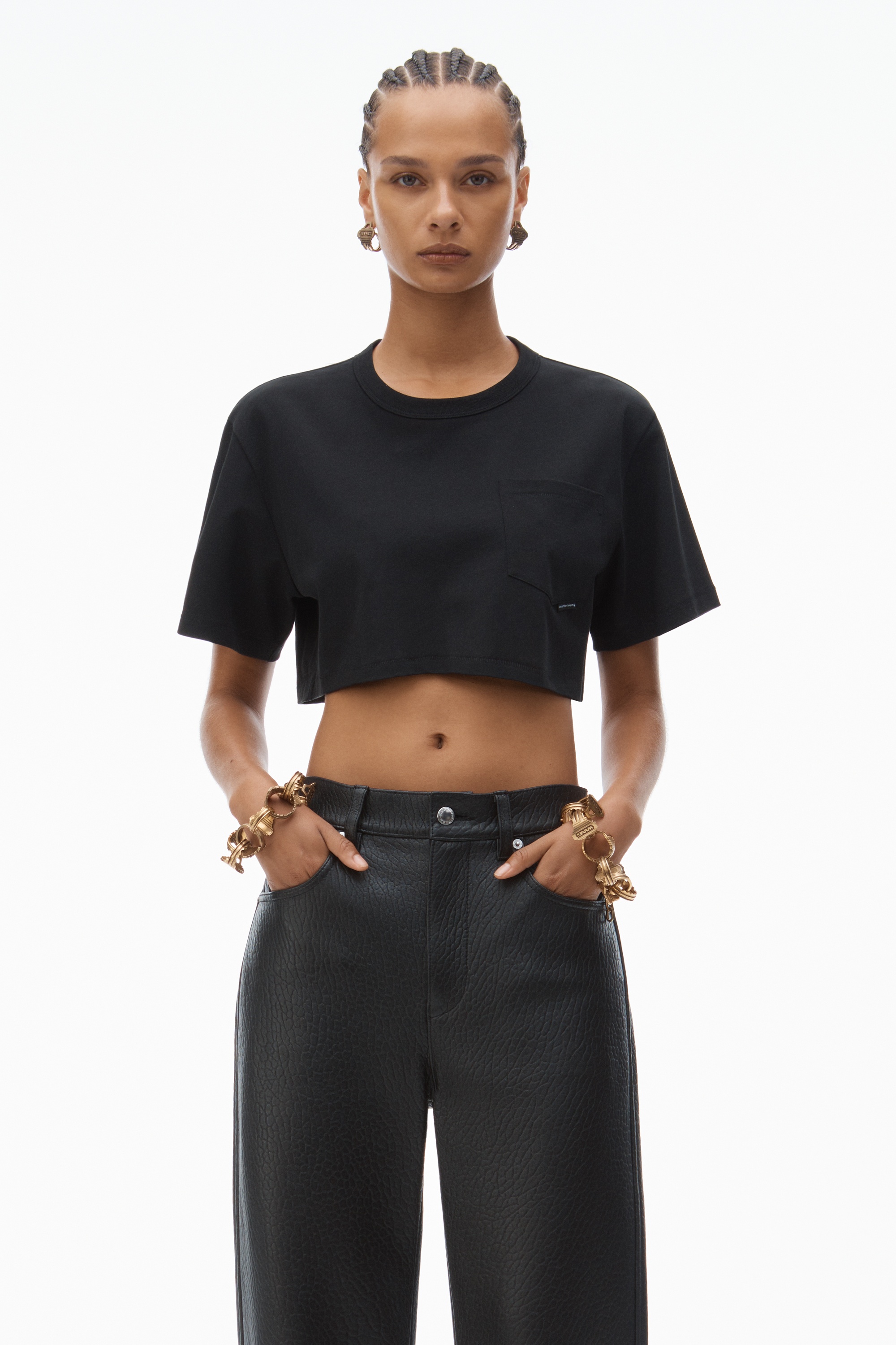 CROPPED POCKET TEE IN HIGH TWIST JERSEY - 2