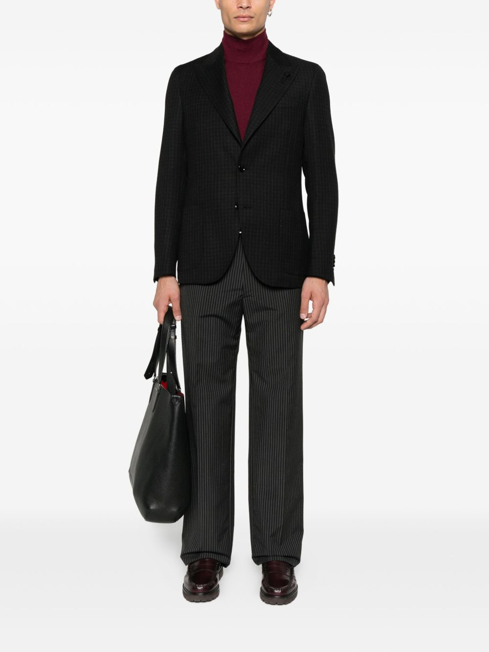 houndstooth-pattern two-button blazer - 2