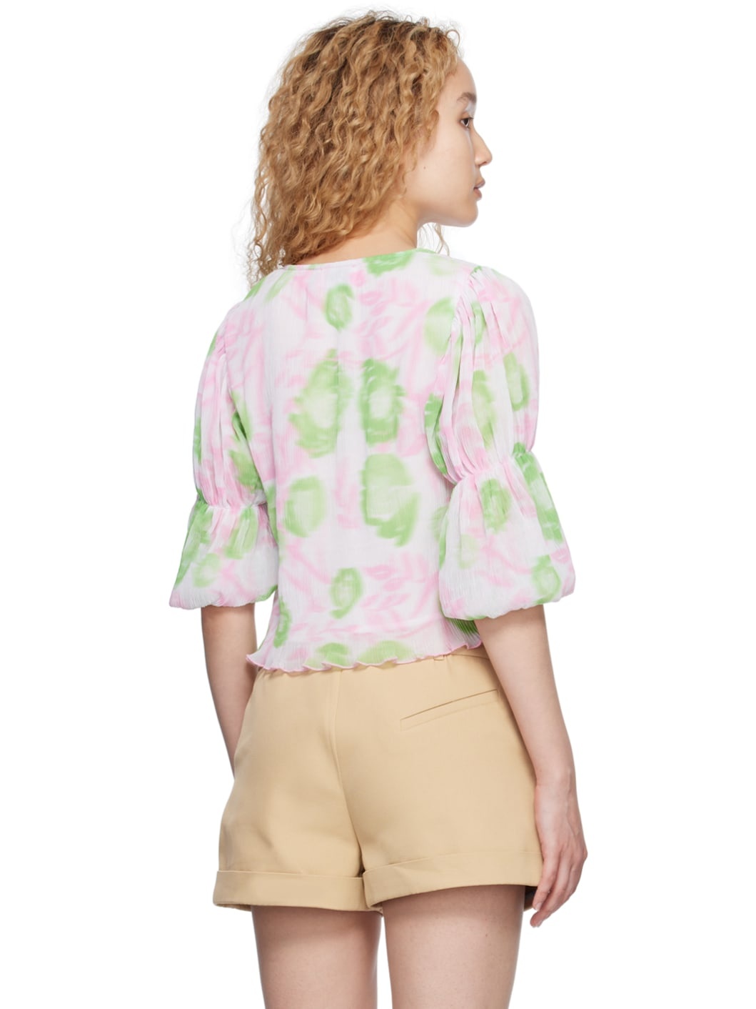Pink & Green Pleated Blouse - 3