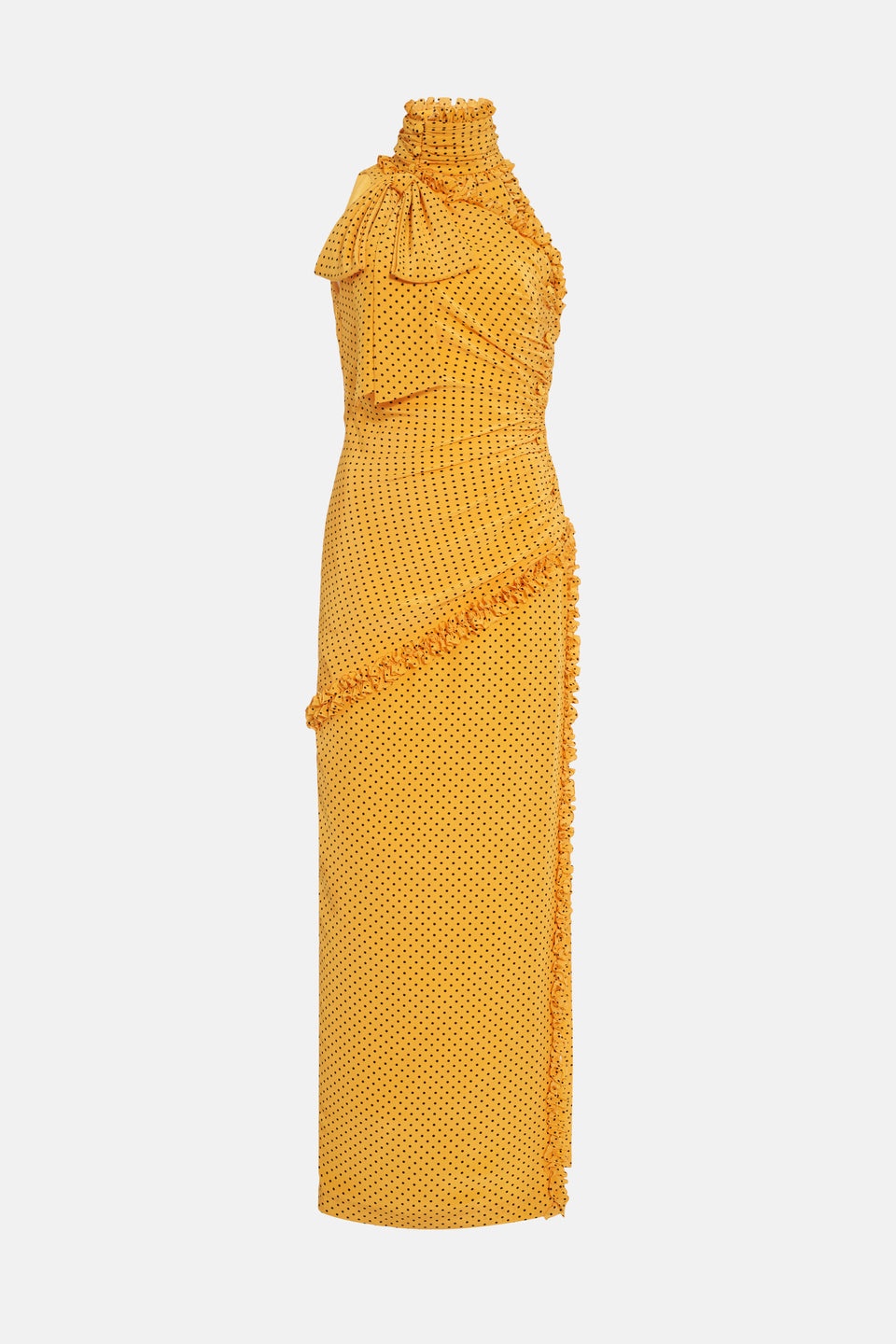 POLKA DOT SILK ONE SHOULDER DRESS WITH BOW - 1