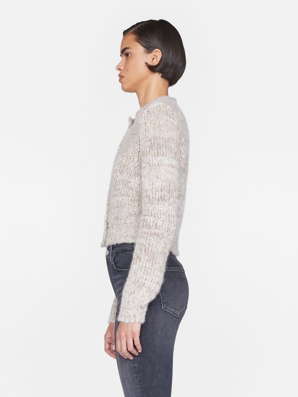 Marl Cardi Sweater in Oatmeal Heather Multi - 6