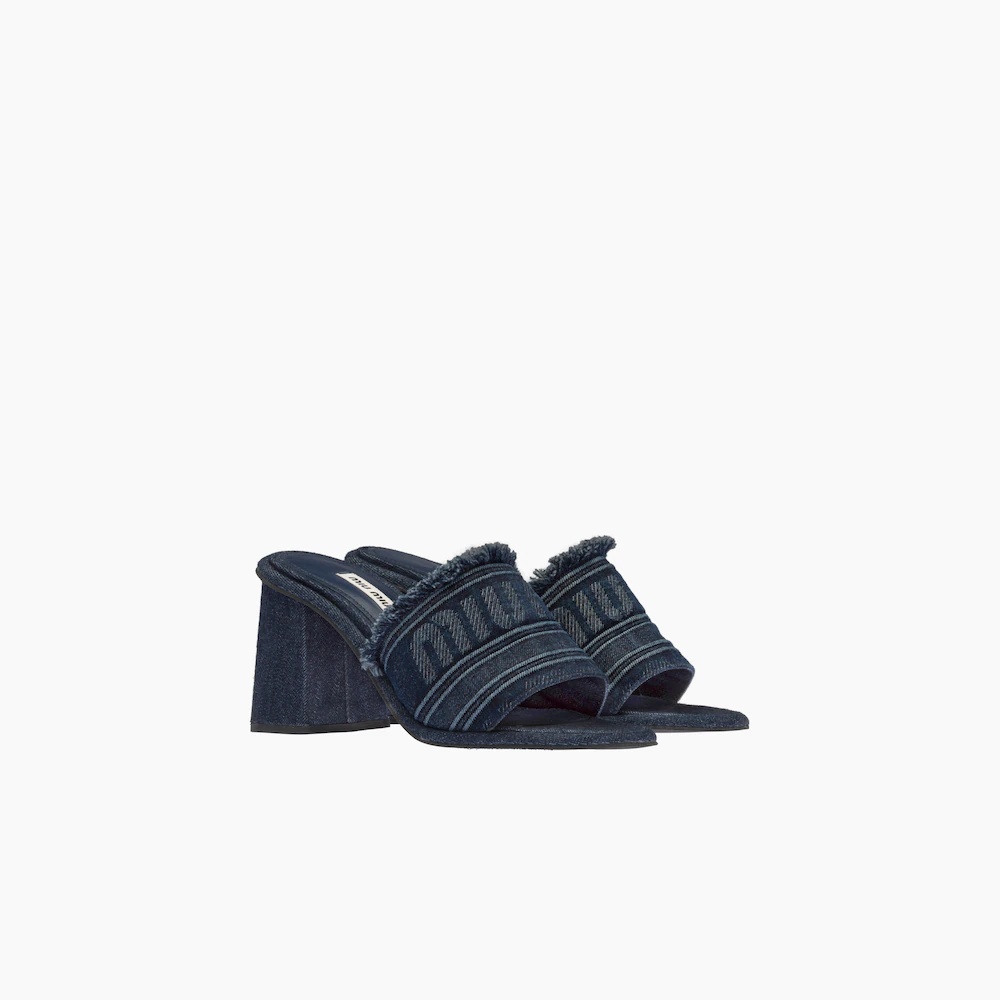 Denim sandals with raw-cut edges - 1