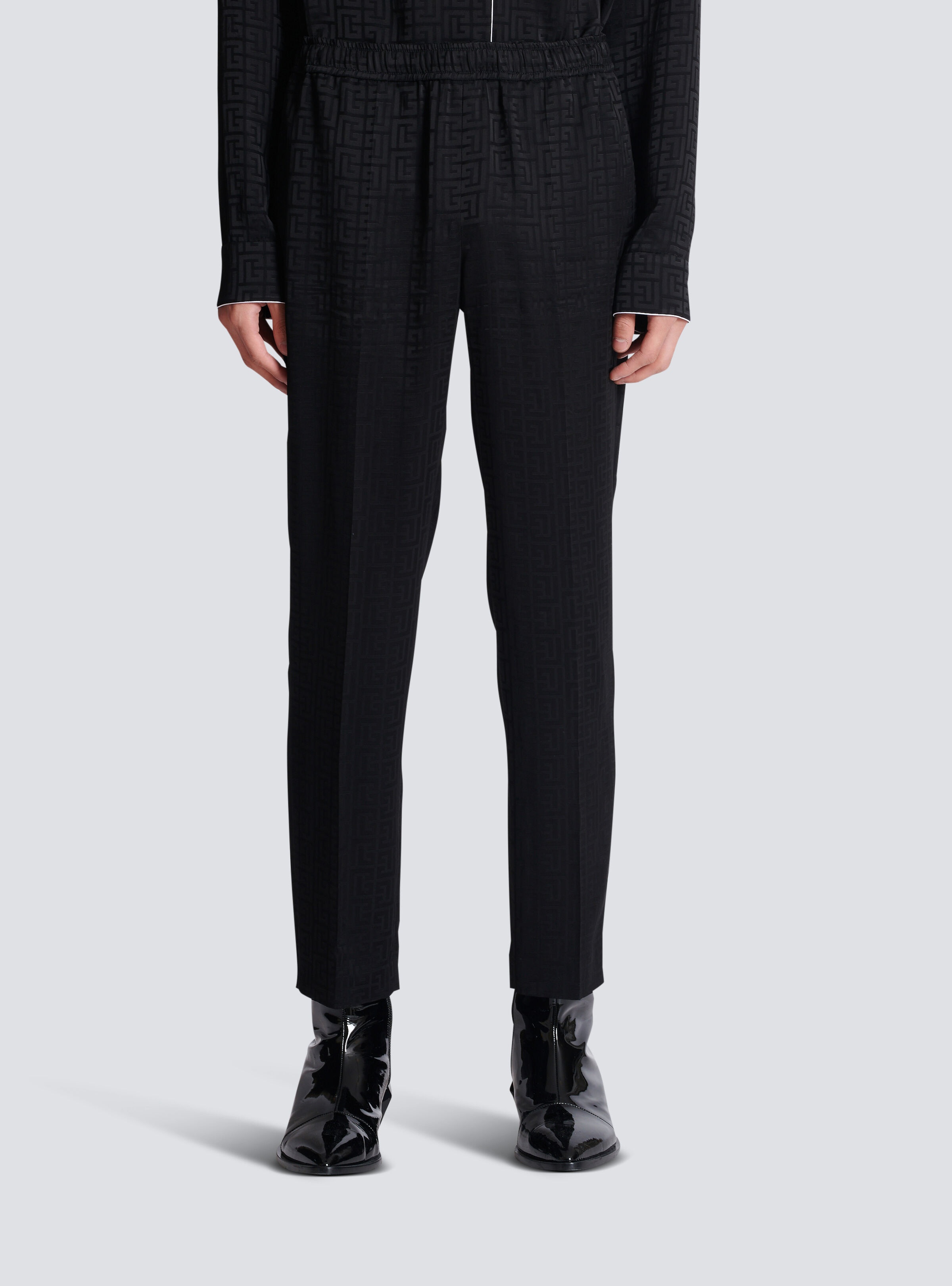 Satin monogram jacquard trousers - 5