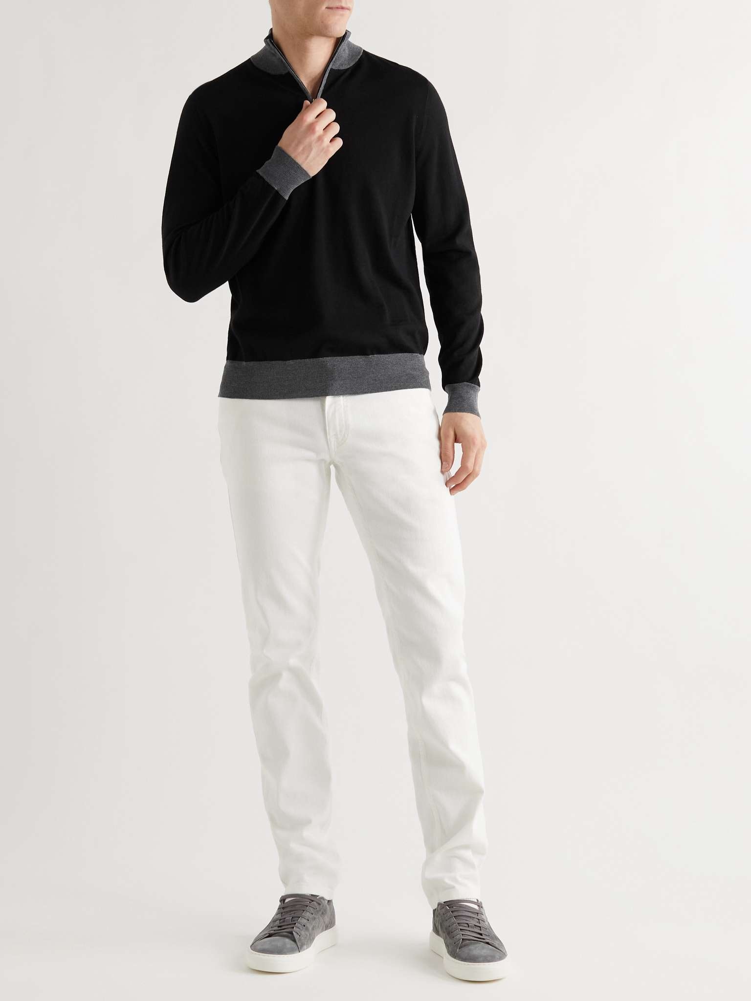 Colour-Block Wool Half-Zip Sweater - 2