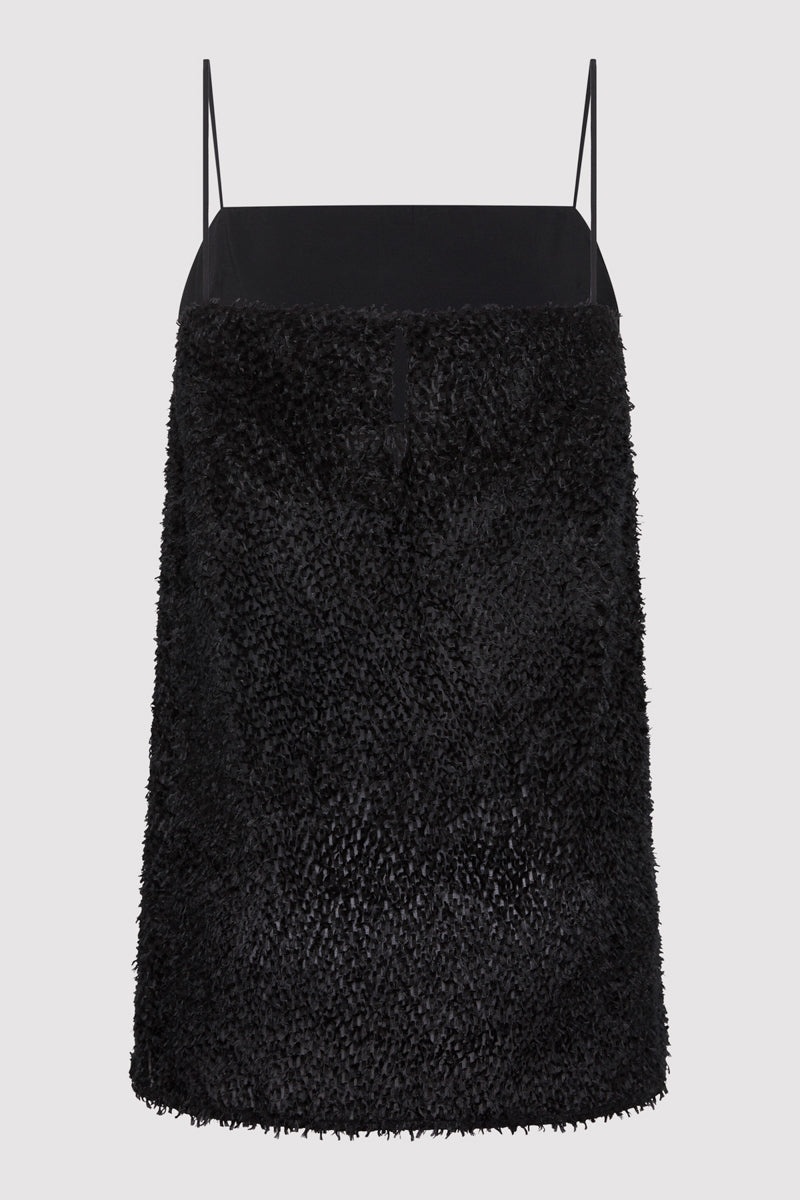 Feathered Silk Cami - Black - 7