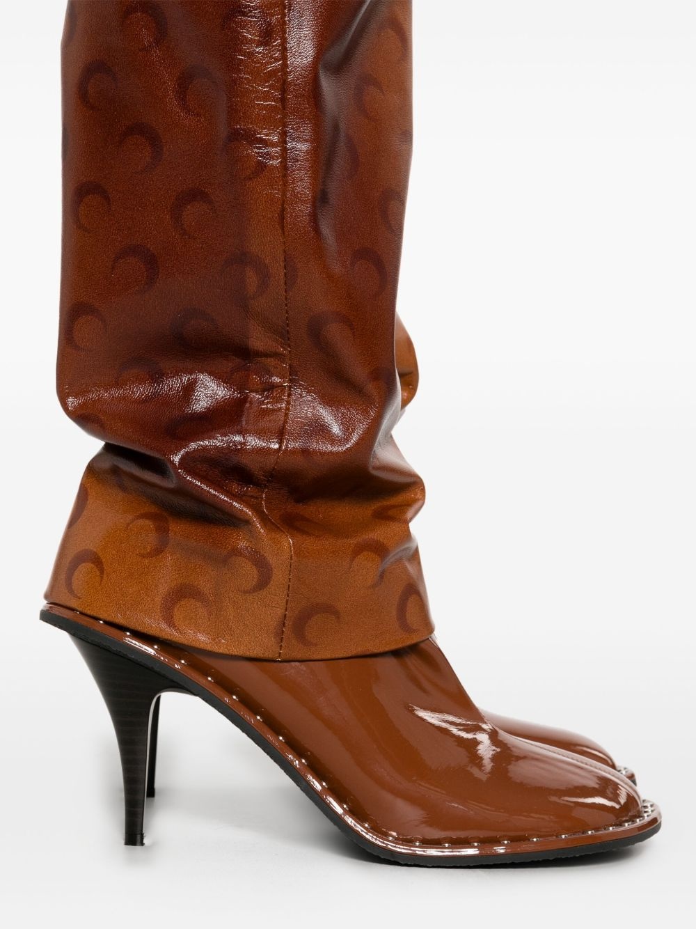 Moon-print leather trousers - 5