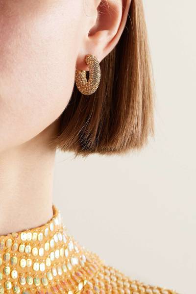 Amina Muaddi Cameron mini gold-tone crystal hoop earrings outlook