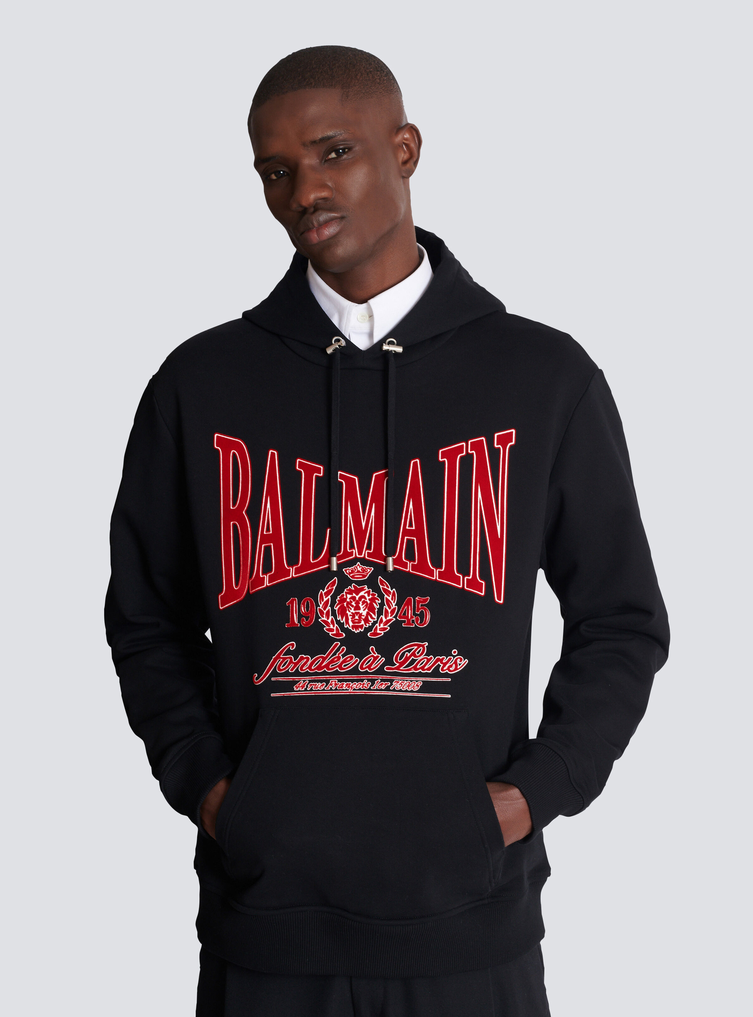 Flocked Balmain College hoodie - 6