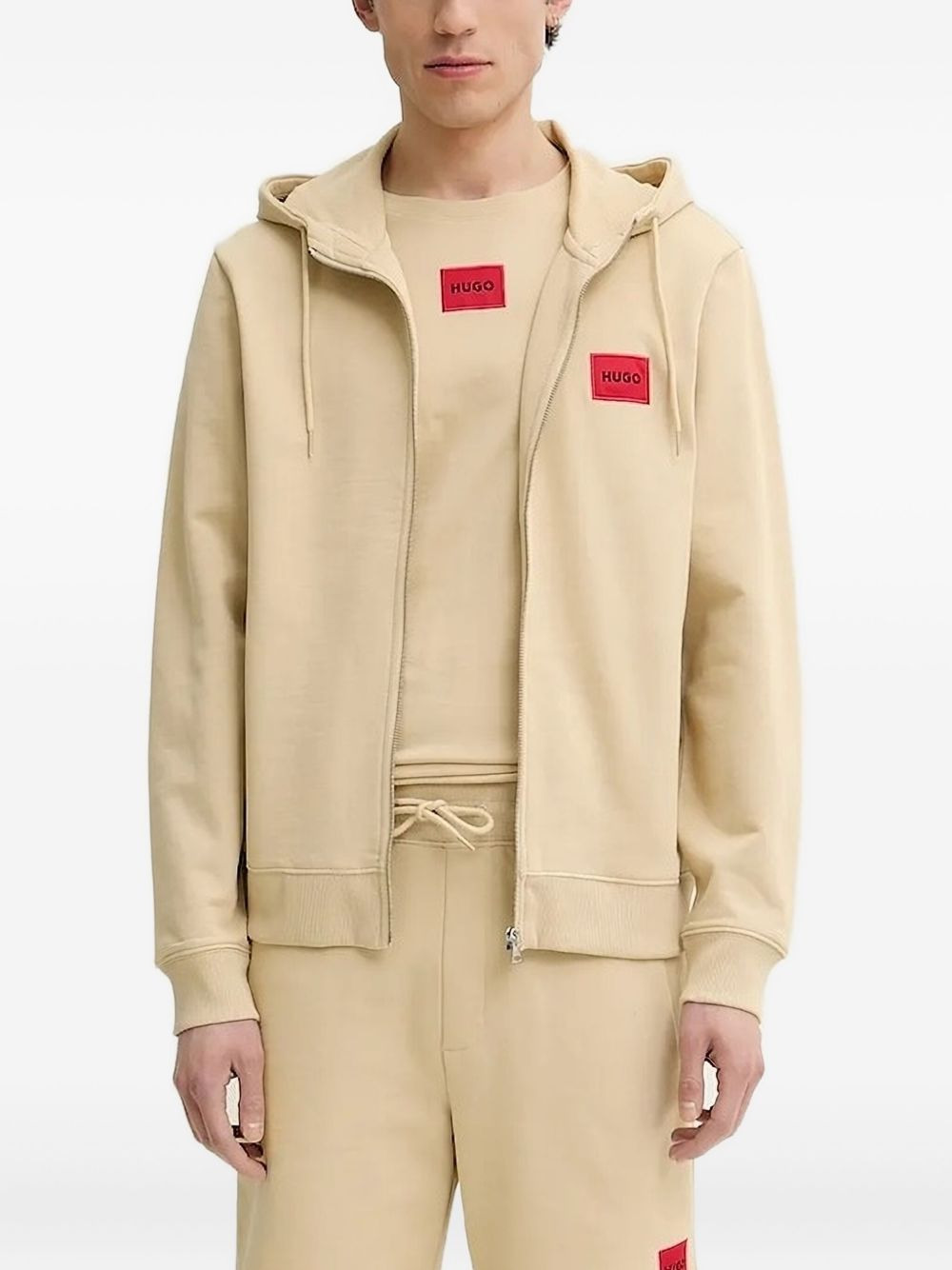 logo-patch zip-up hoodie - 1
