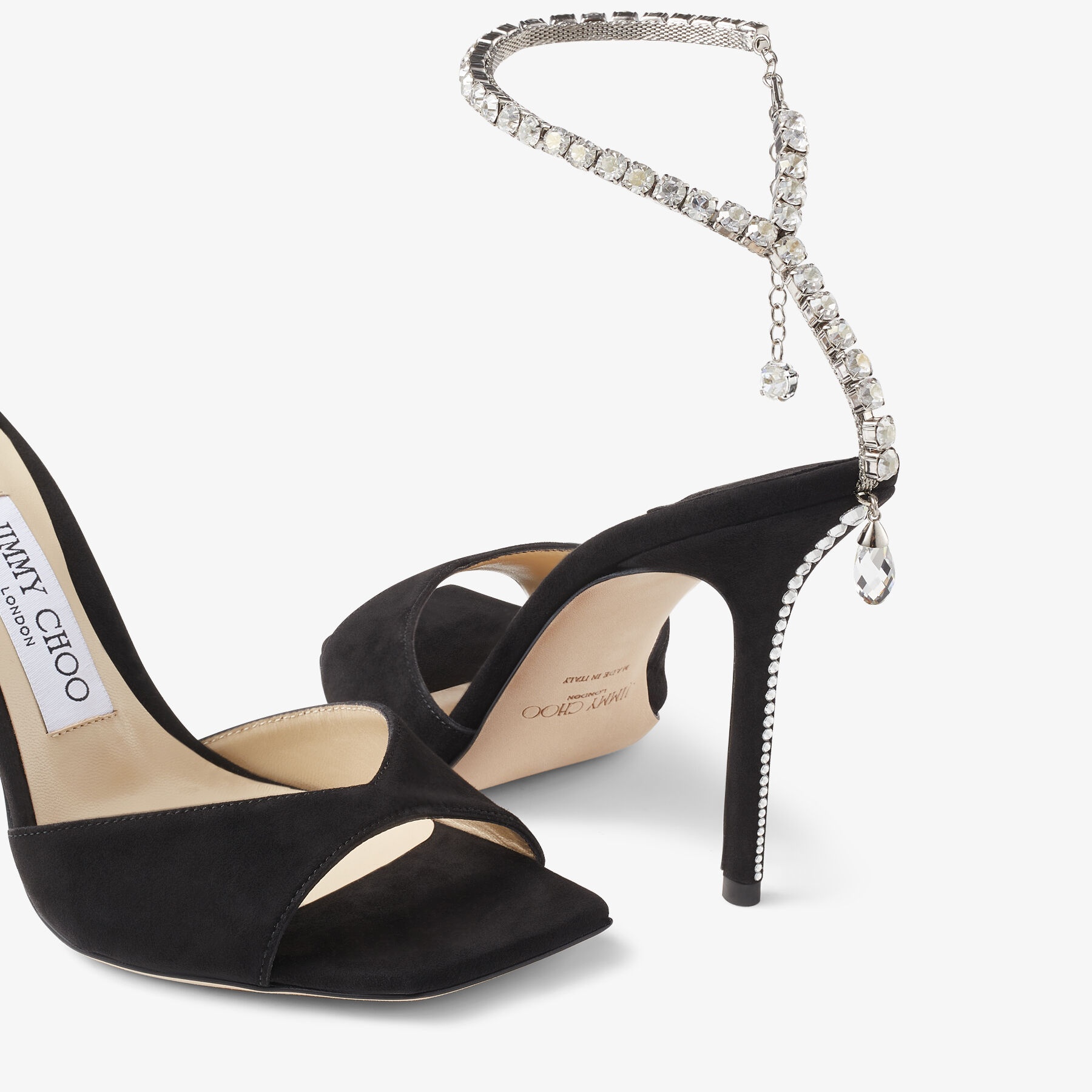 Saeda Sandal 100
Black Suede Sandals with Crystal Embellishment - 4