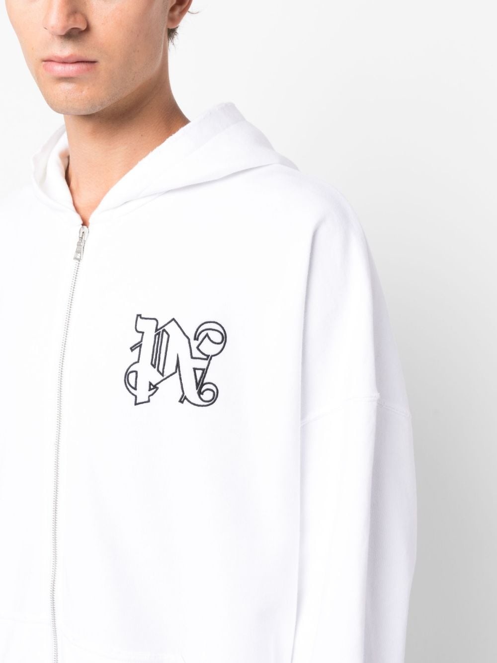 monogram-embroidered cotton hoodie - 5