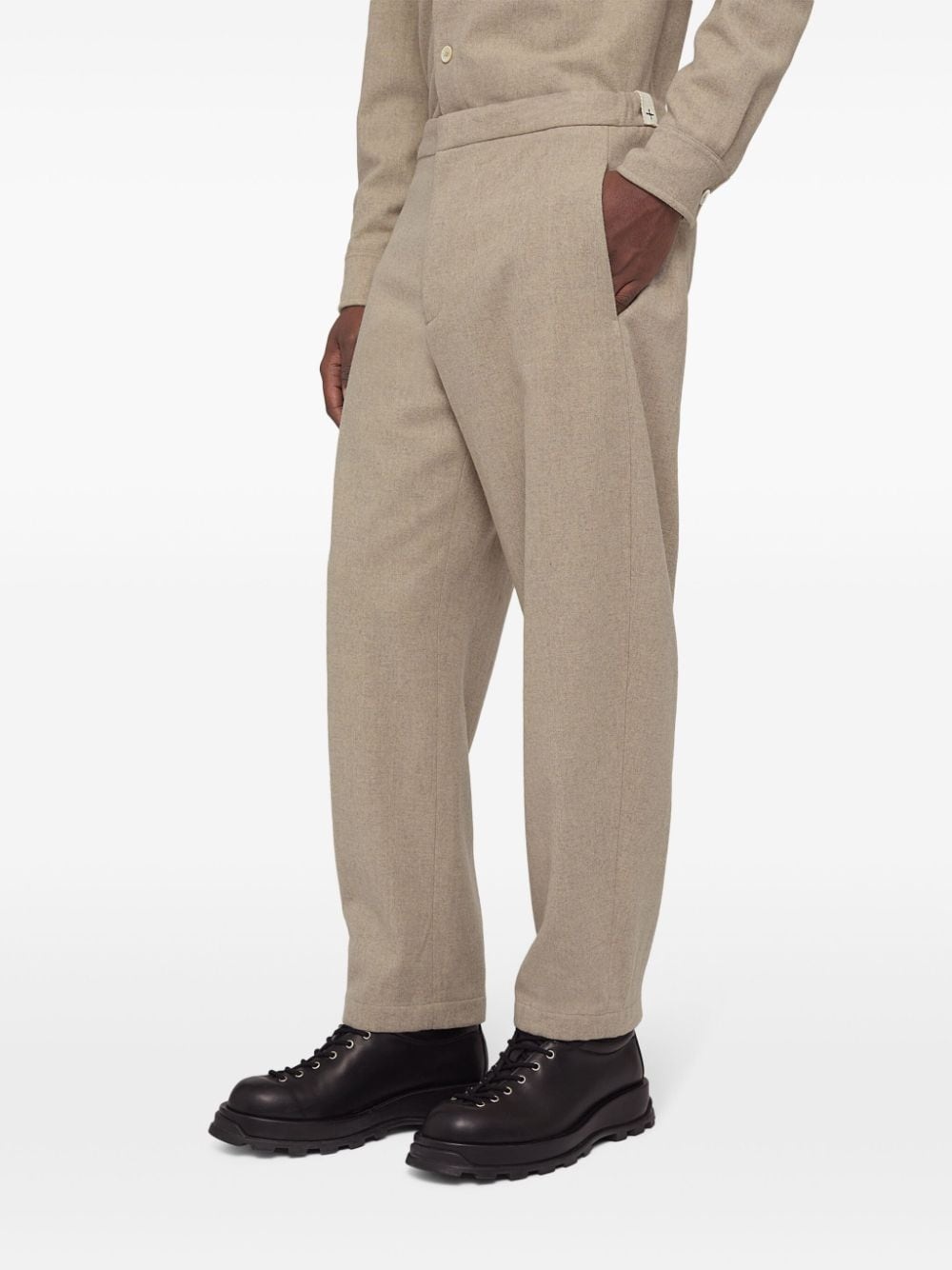 logo-patch wool tapered trousers - 4