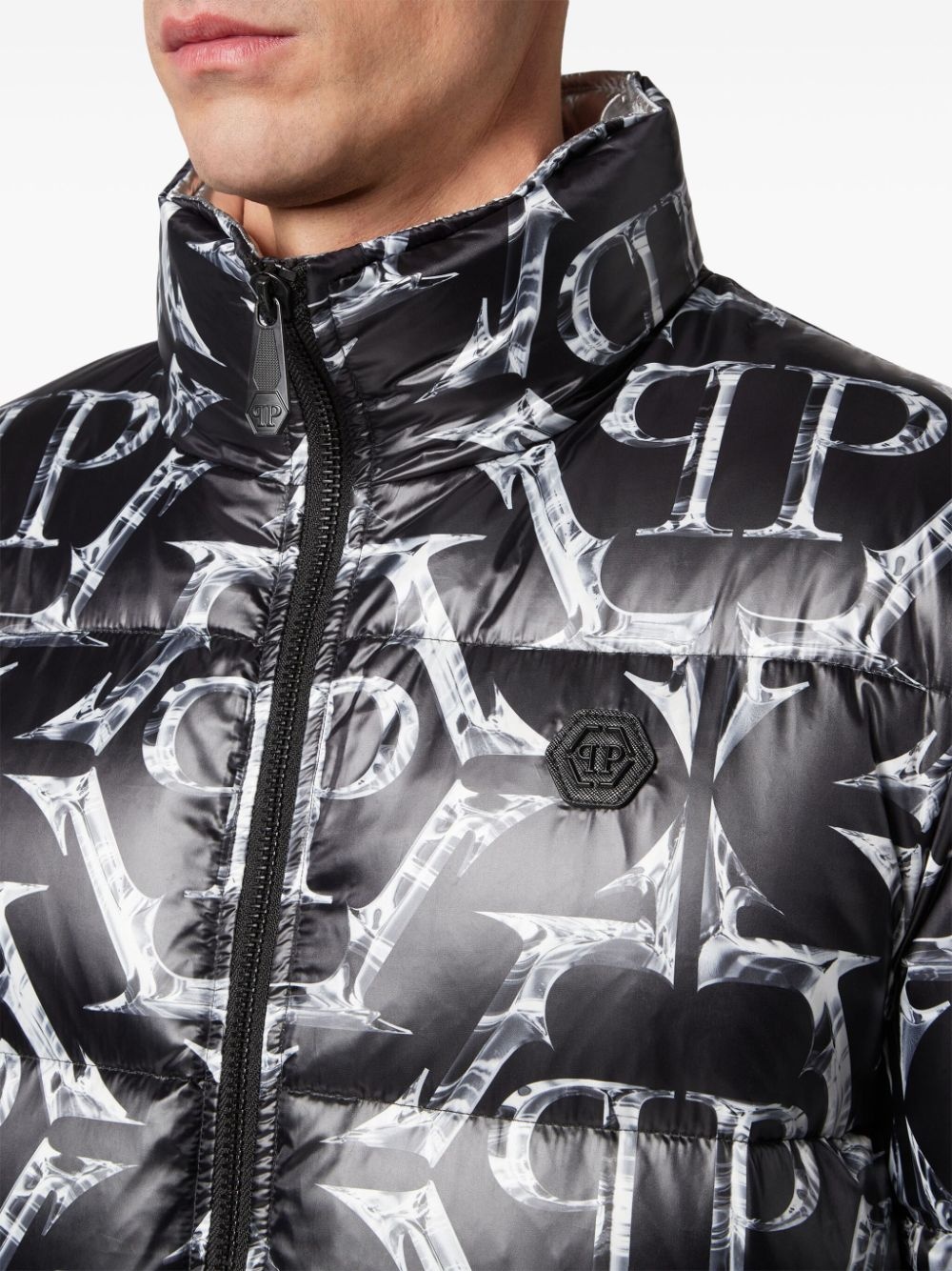 logo-print quilted padded jacket - 5