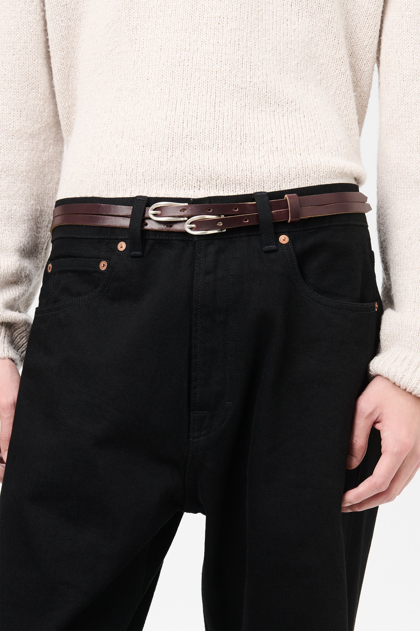 Twin Tongue Belt Burgundy Chromexcel Leather - 4