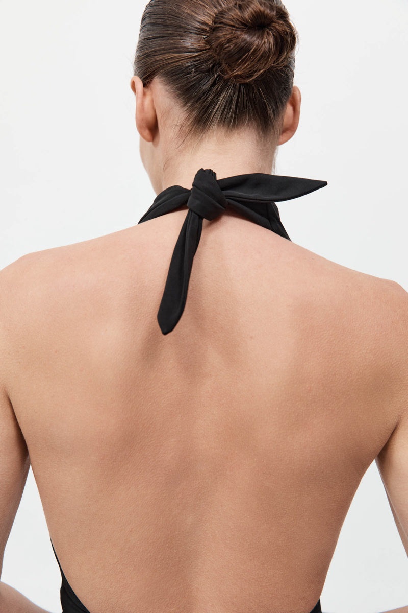 Structural Tie Dress - Black - 7