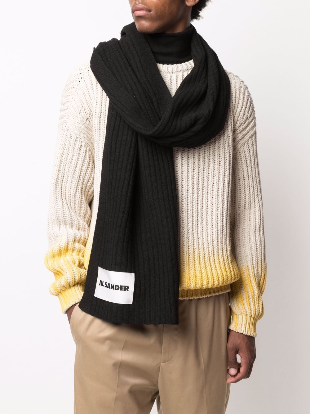 ribbed knit wool scarf - 2