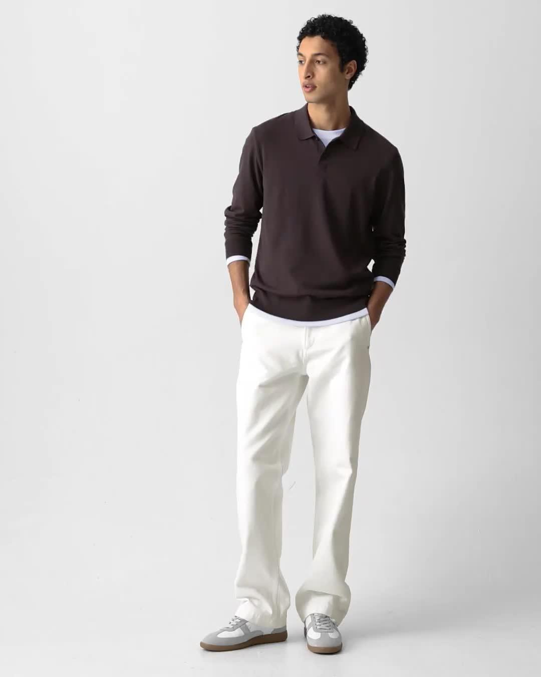 Goris Long-Sleeve Polo Shirt in Light Bilen - 8