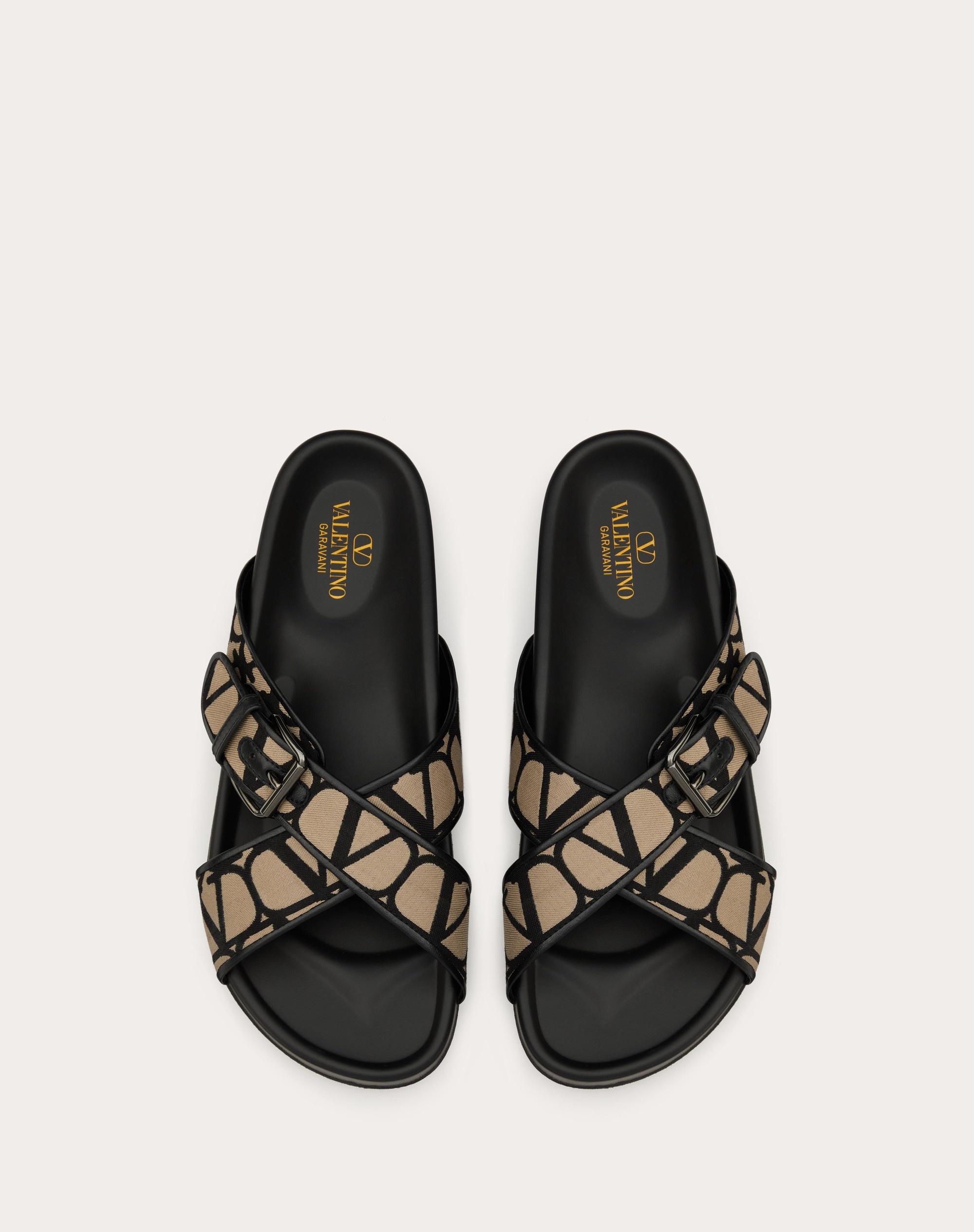 Valentino FUSSFRIEND SLIDE SANDAL IN TOILE ICONOGRAPHE