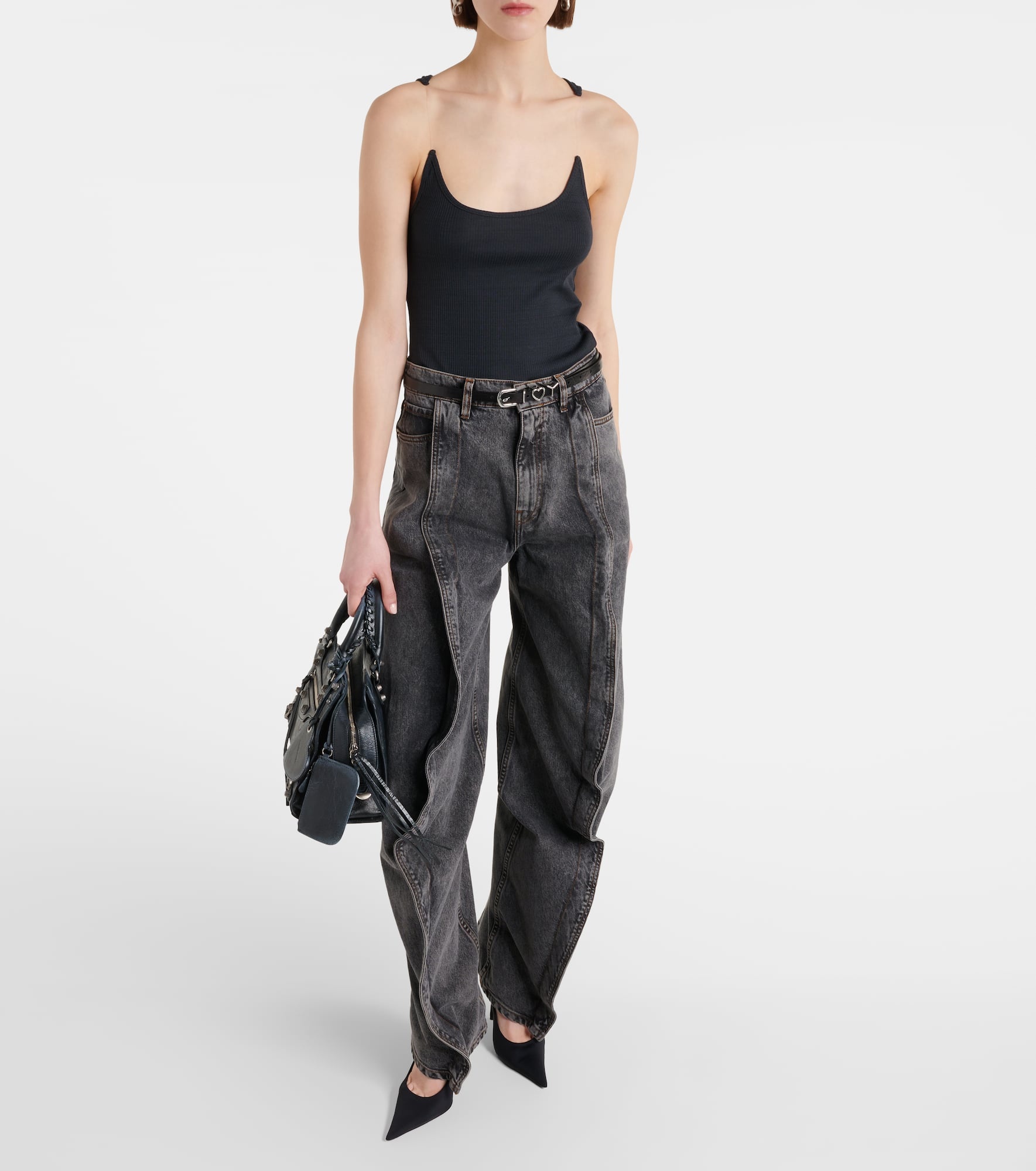 Paneled straight jeans - 2