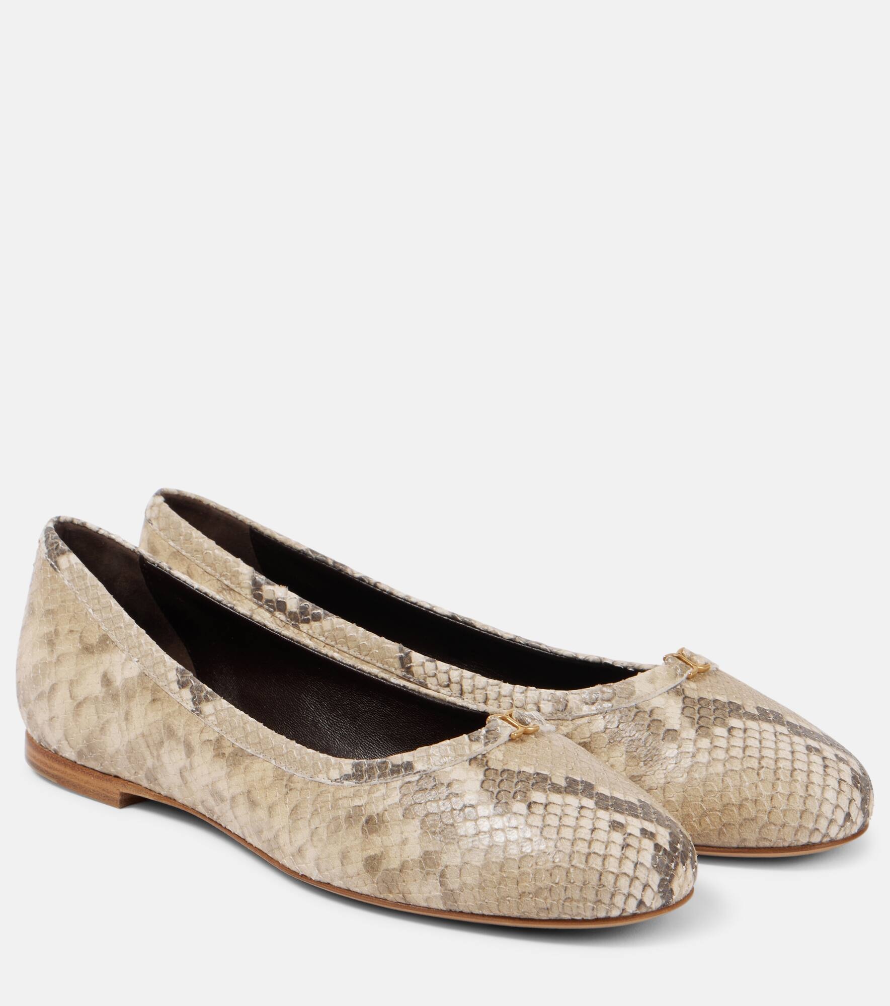 Marcie snake-effect leather ballet flats - 1