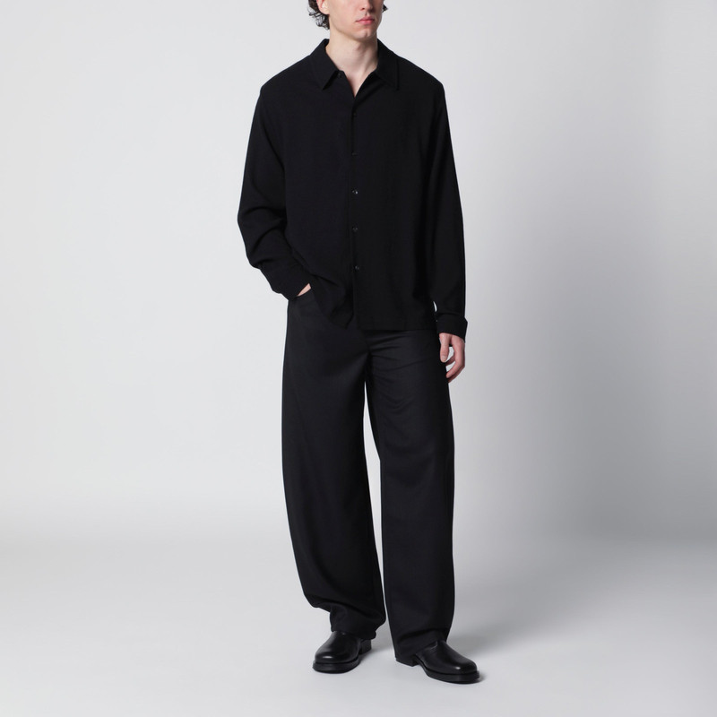 Séfr Sense black wool-blend crêpe shirt outlook