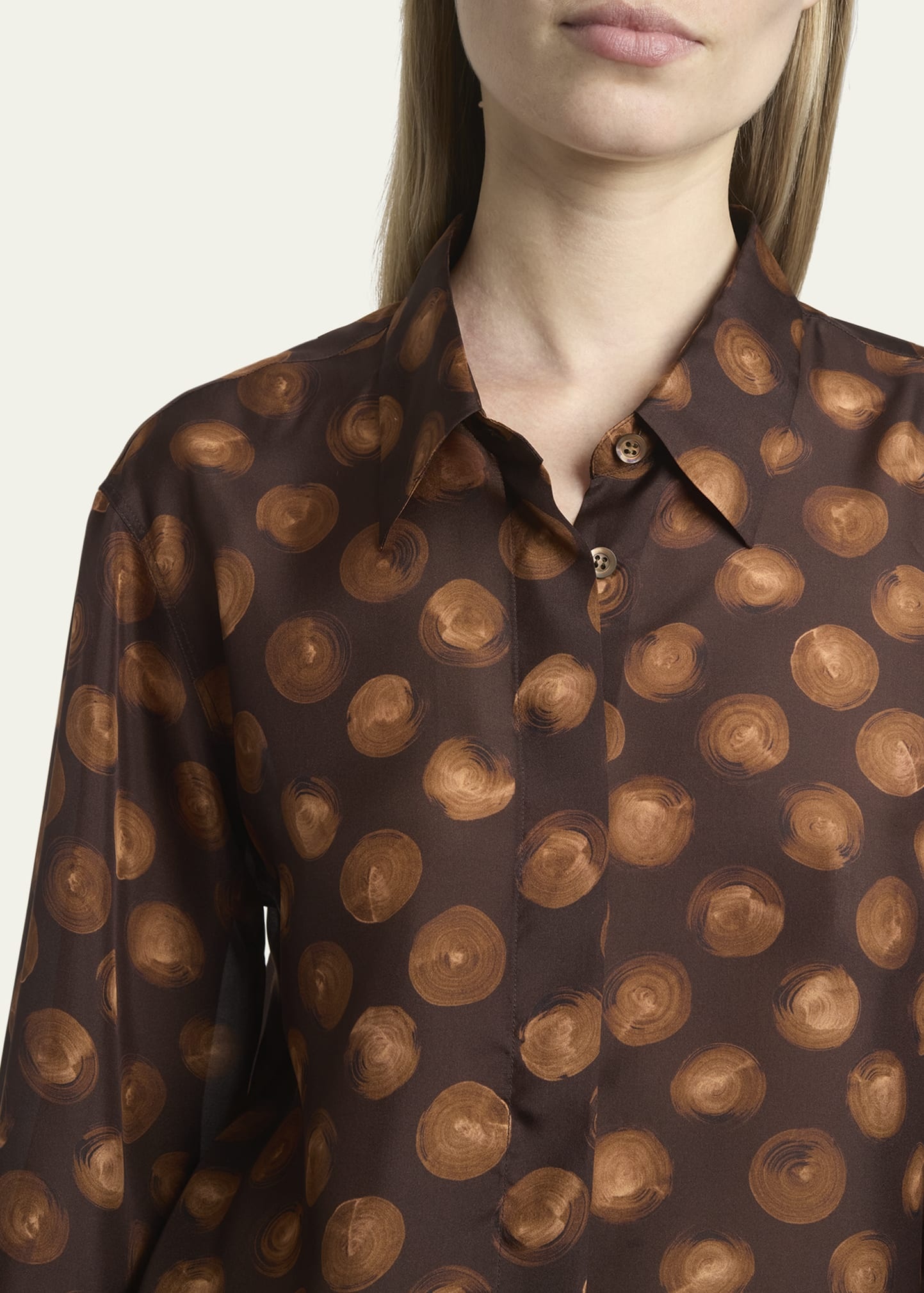 Clavel Printed Button Down Silk Blouse - 5