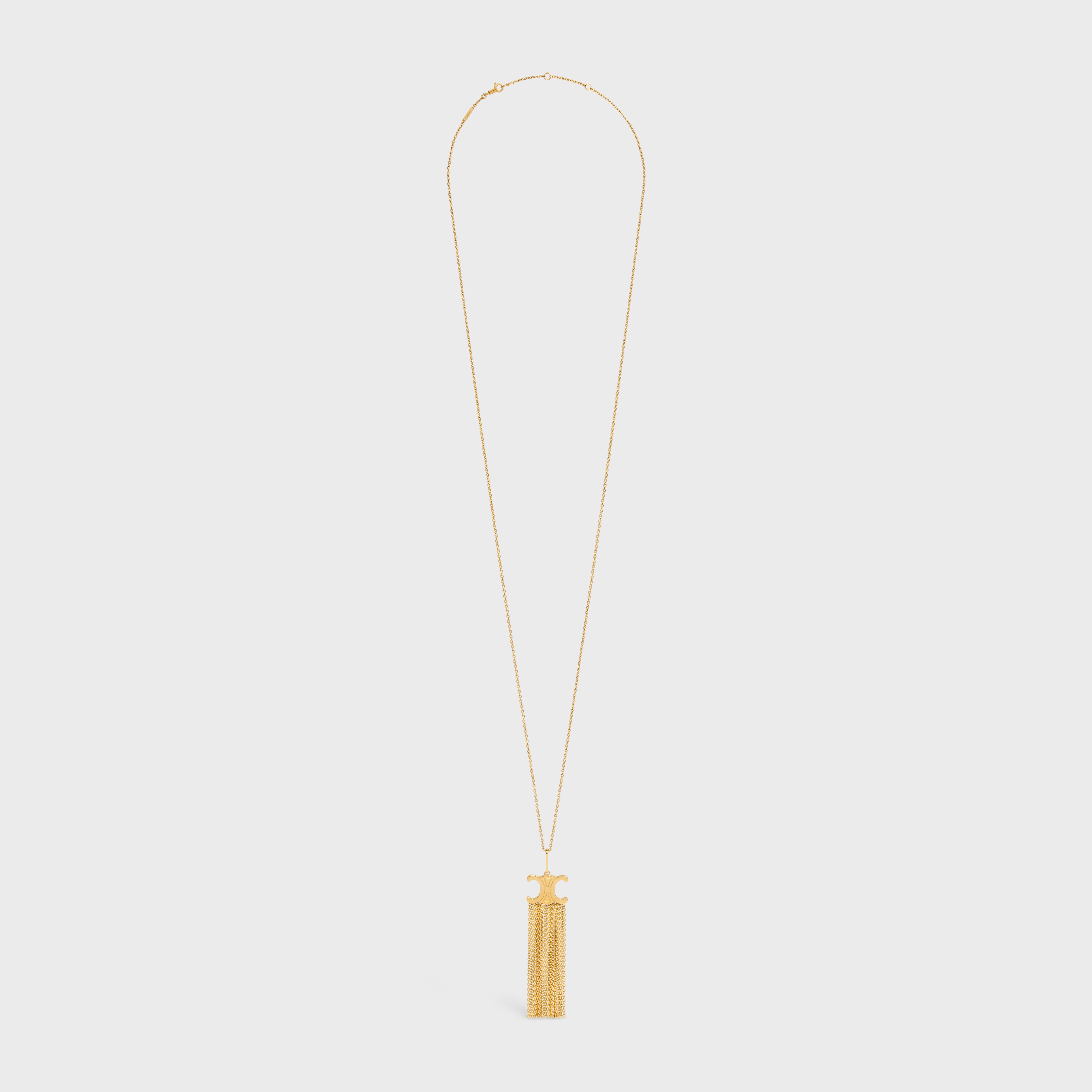Triomphe Folk Fringe Long Necklace in Brass with Gold Finish - 1