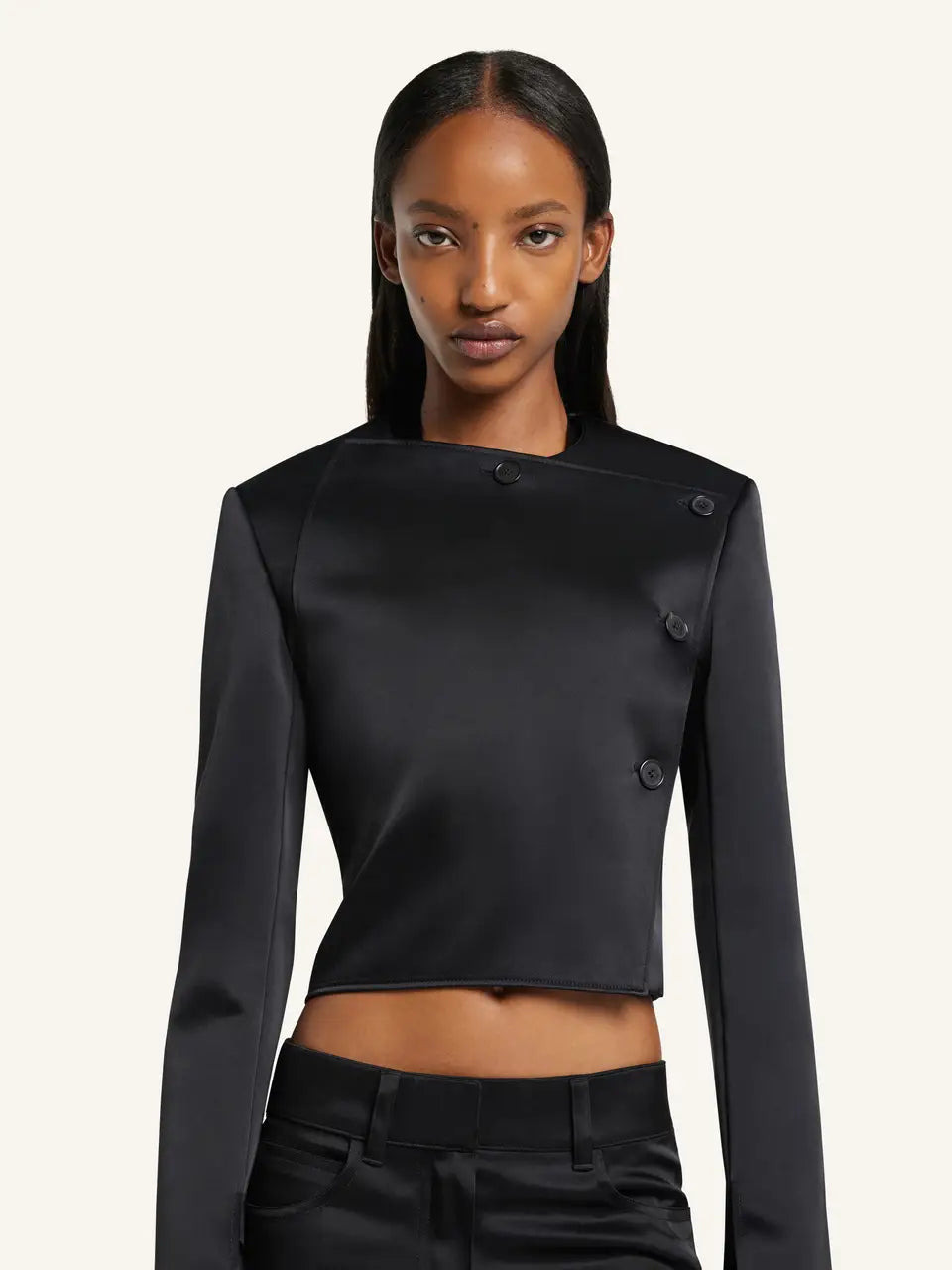 Oblique Satin Tailored Jacket - 5