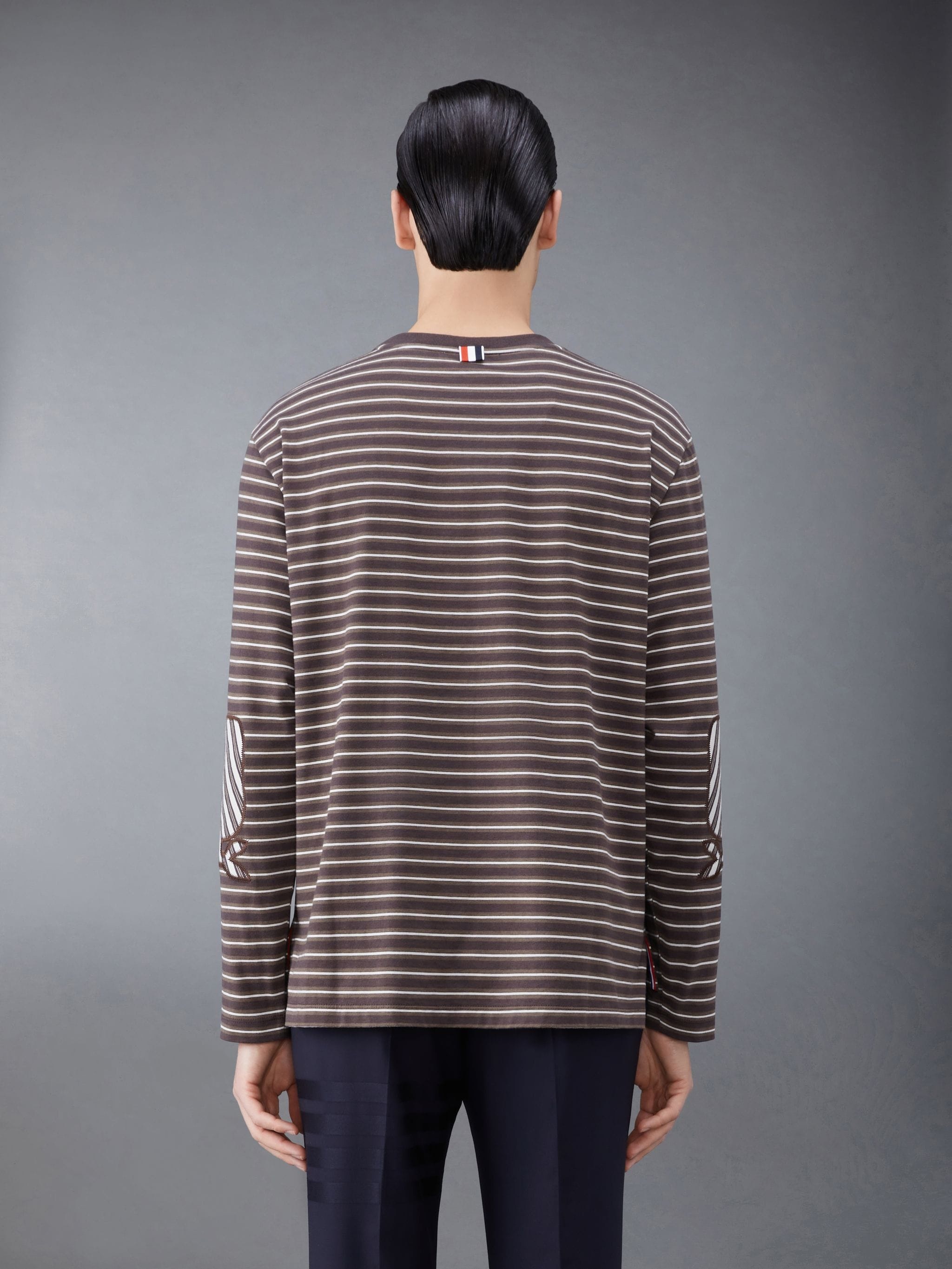Stripe Jersey Whale Icon Oversized Long Sleeve Tee - 2