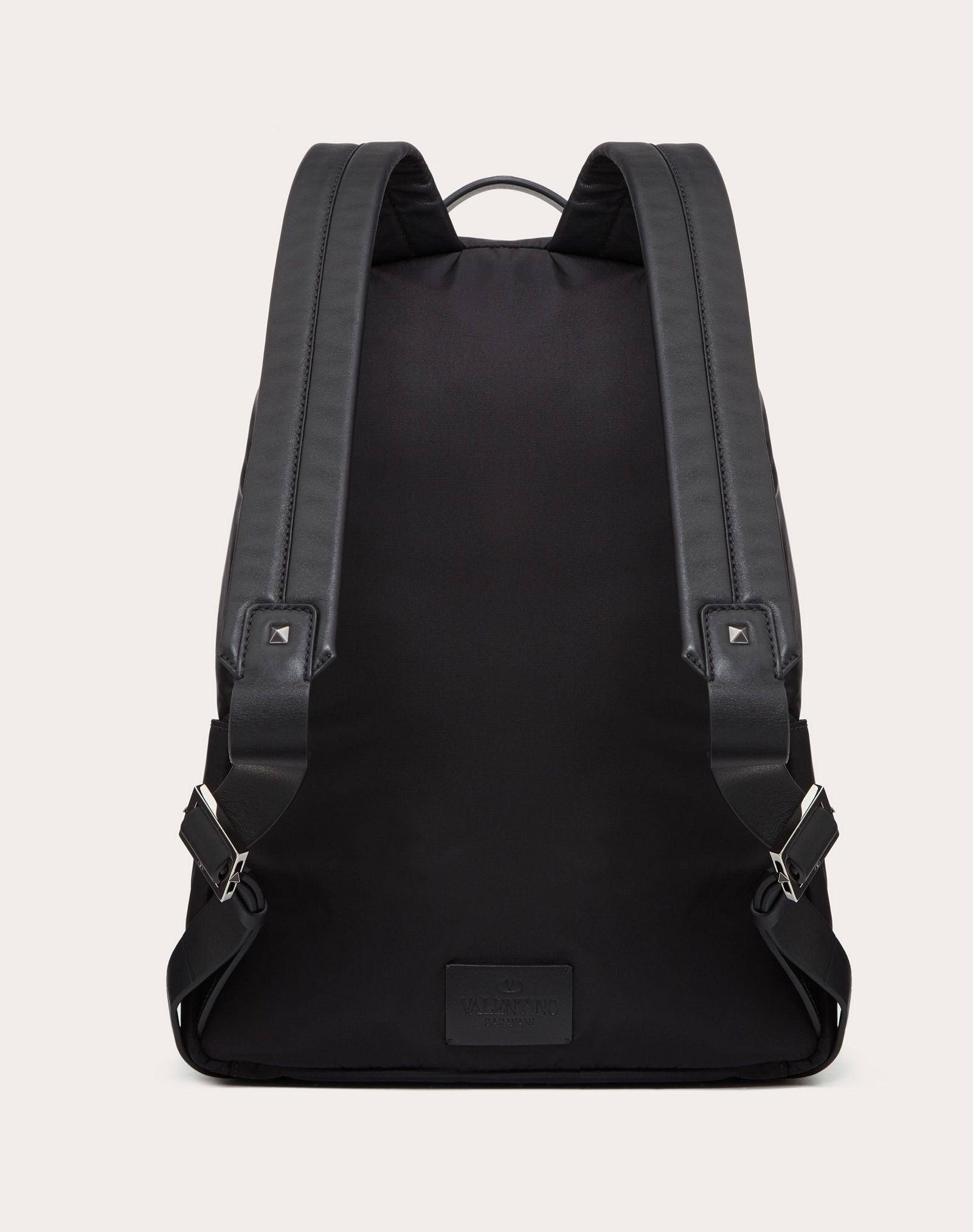 NYLON VLTN BACKPACK WITH LEATHER FRONT POCKET - 3