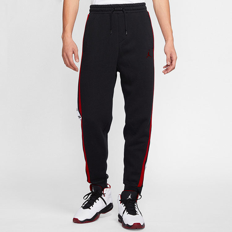 Air Jordan Logo Splicing Fleece Lined Stay Warm Bundle Feet Sweatpants Winter Men's Black DD2329-010 - 5