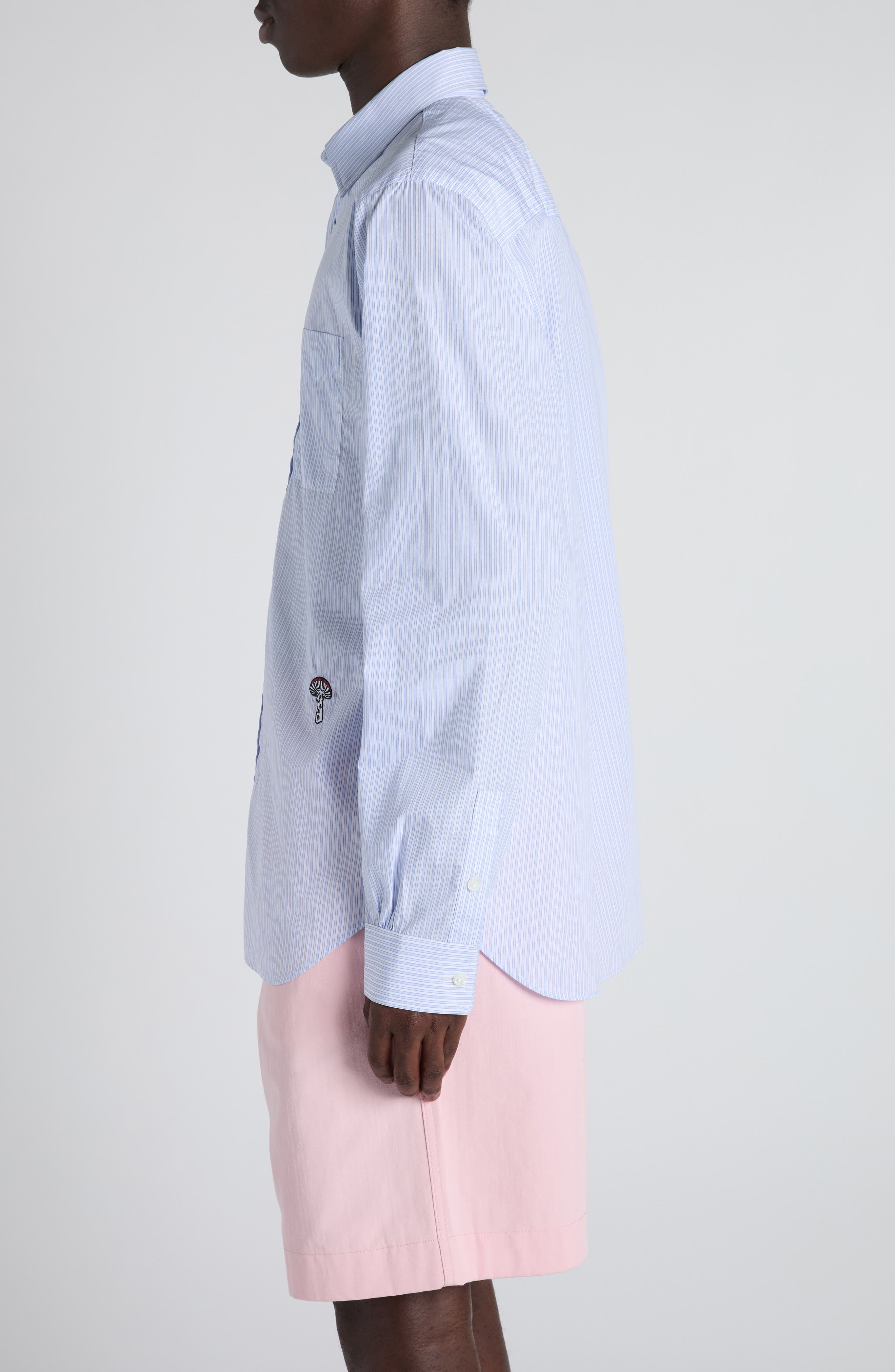 Bottega Veneta Stripe Cotton Poplin Button-Up Shirt in 9006 White/Blue at Nordstrom - 4