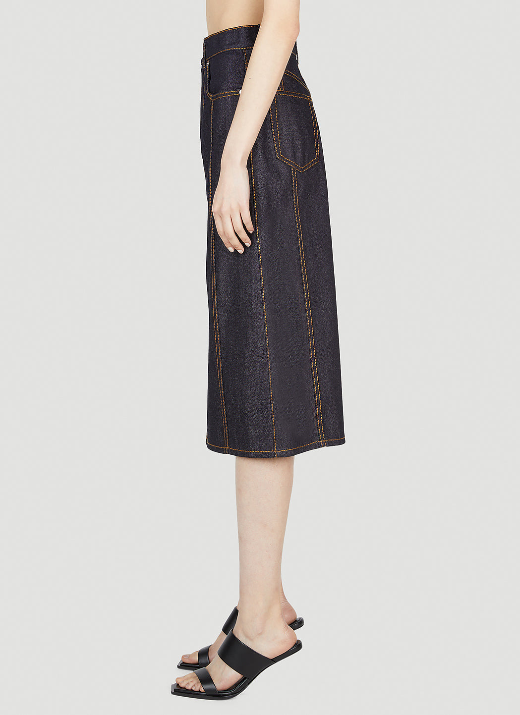 Alexander Mcqueen Women Contrast Stitching Denim Skirt - 3