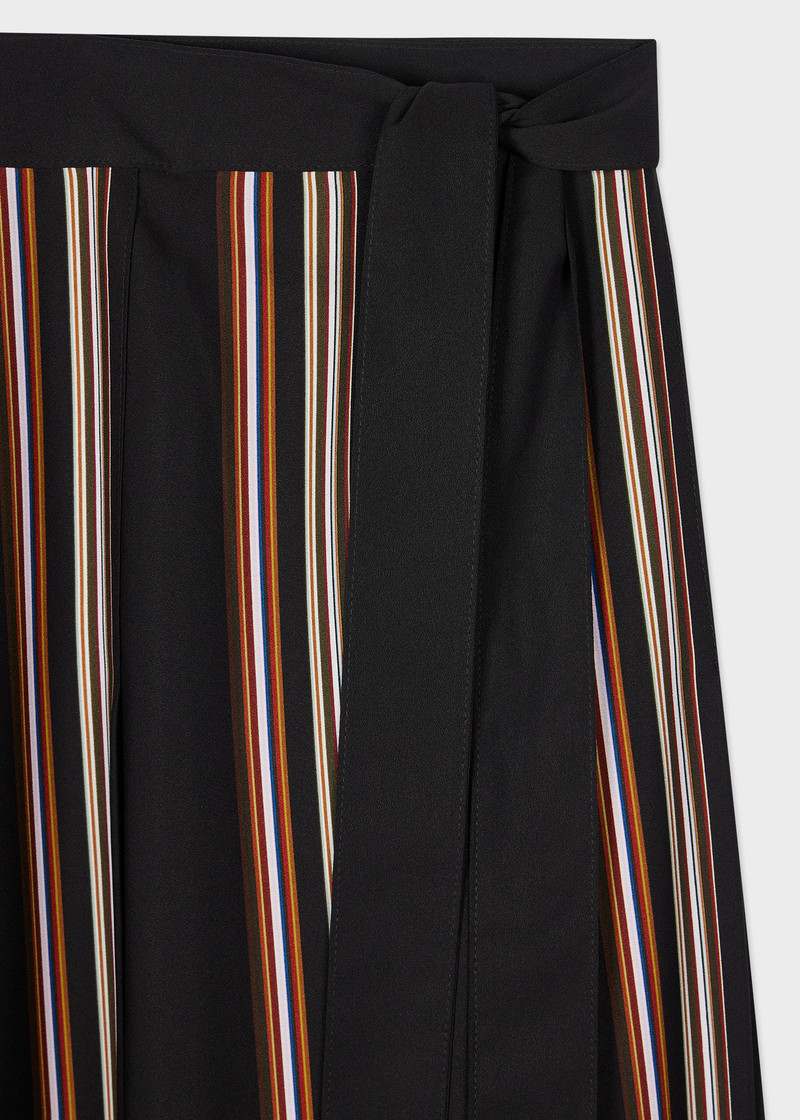 Paul Smith Women's Black 'Signature Stripe' Pleated Skirt outlook