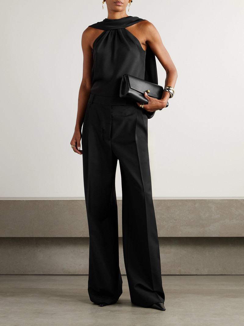 SIMKHAI Scarlett Cape-effect Draped Satin Top outlook