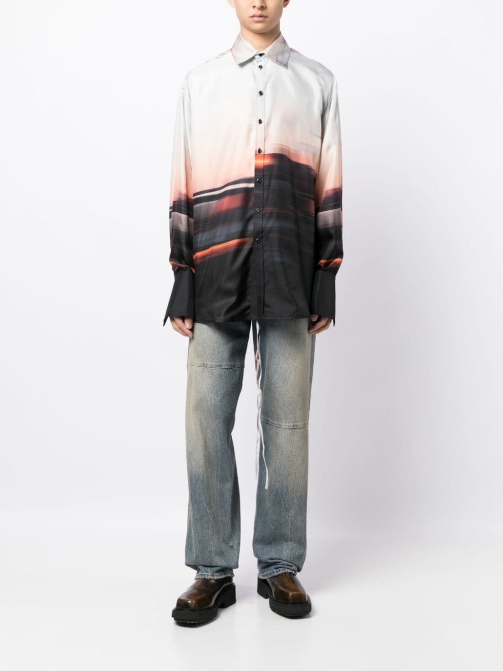 Blurred City convertible silk shirt - 6