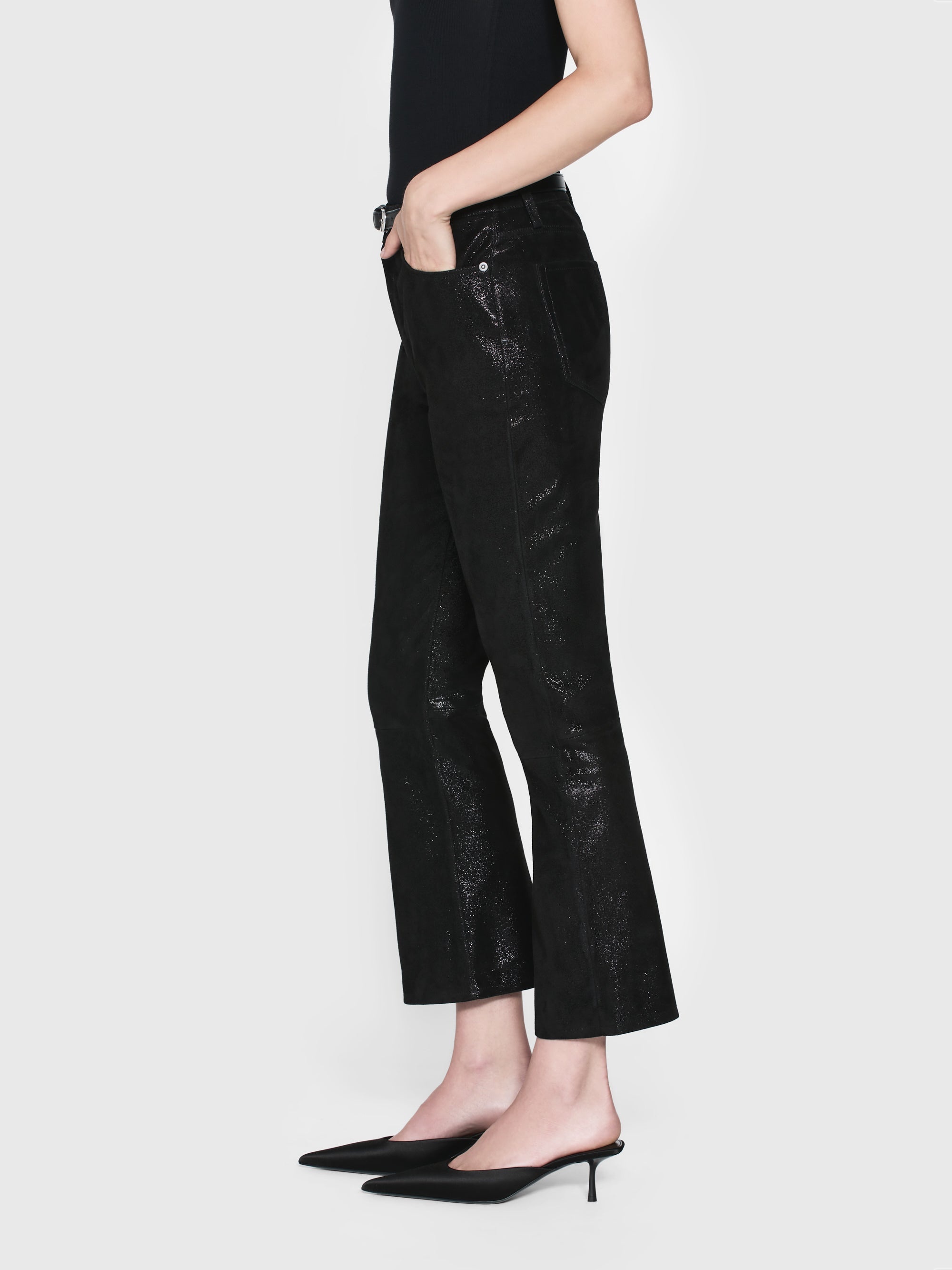 Suede Le Crop Mini Boot in Black Multi - 5