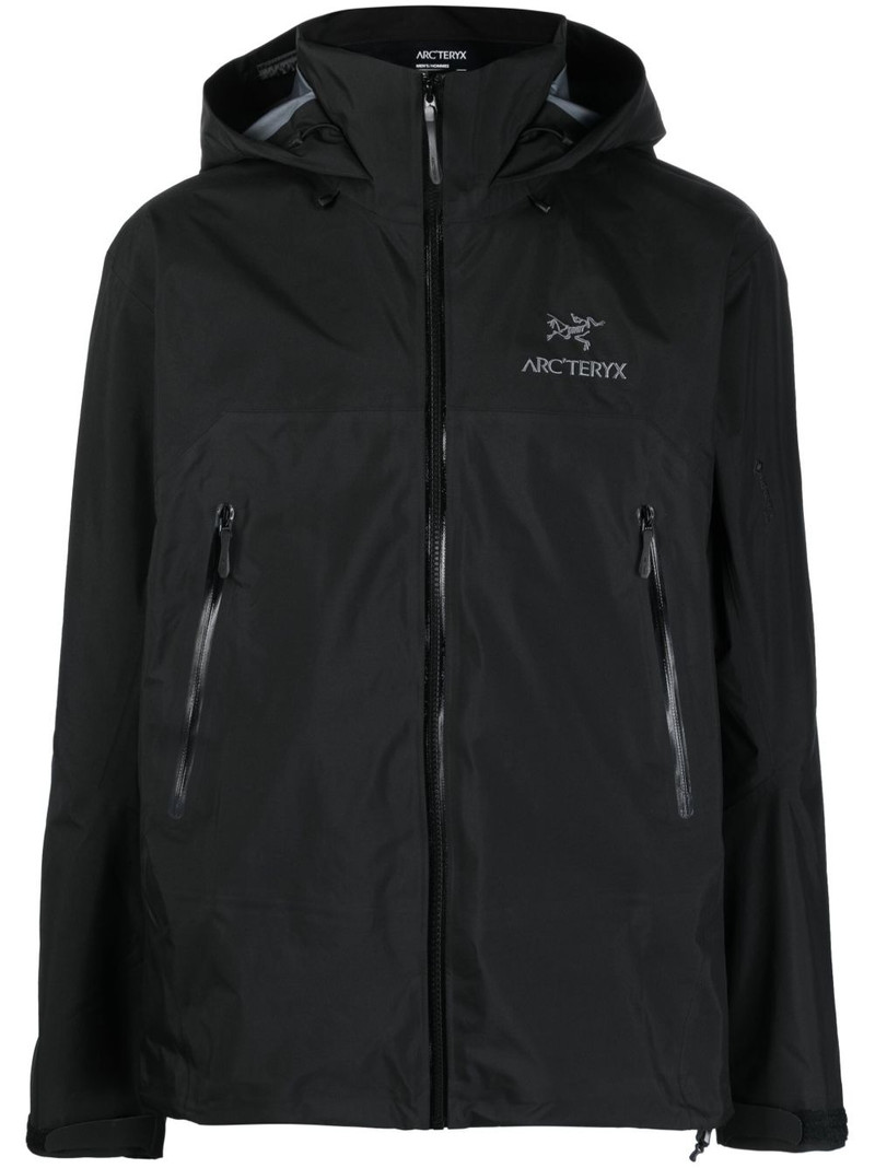 logo-embroidery hooded jacket 1