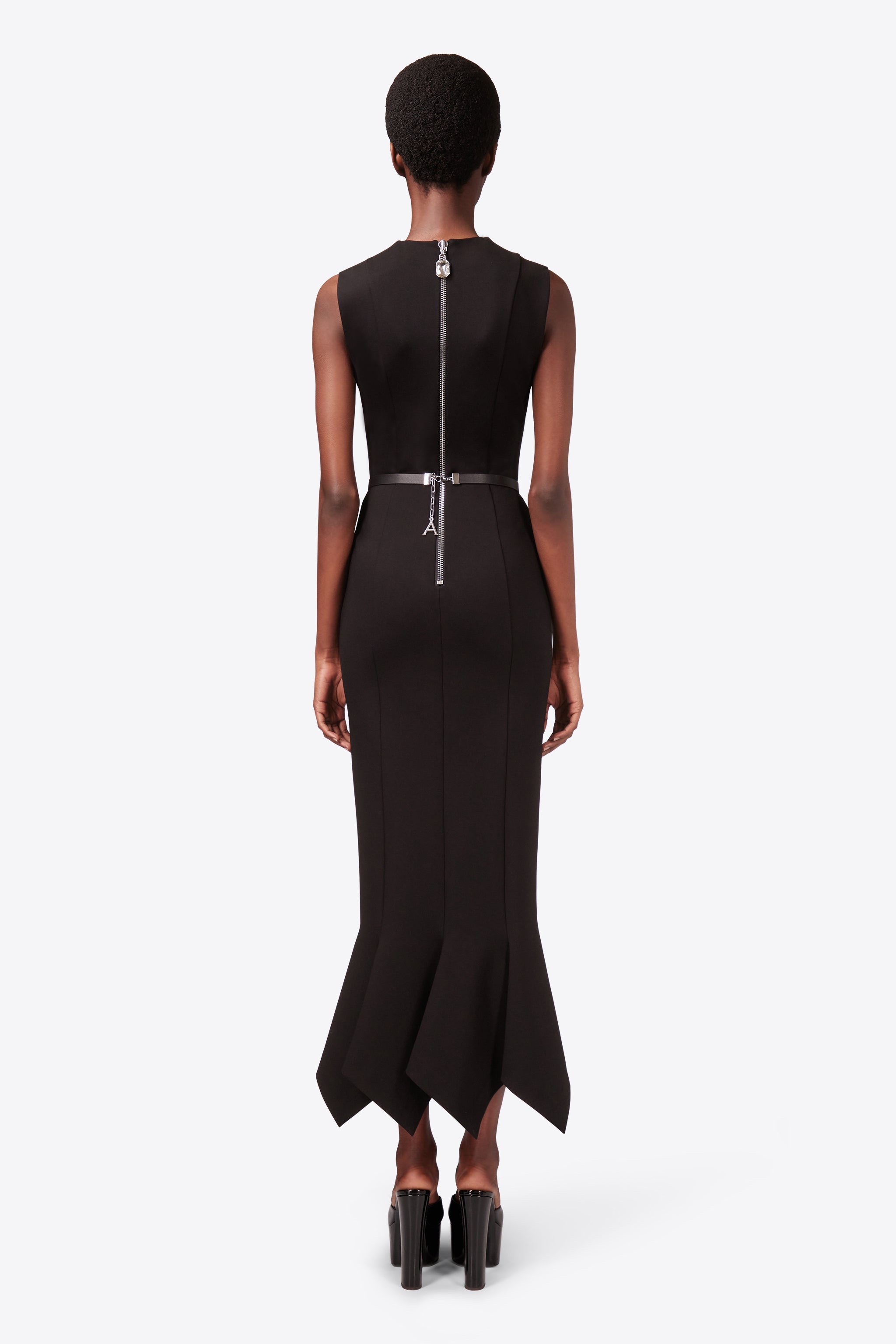 HANDKERCHIEF ZIPPER MIDI DRESS - 5